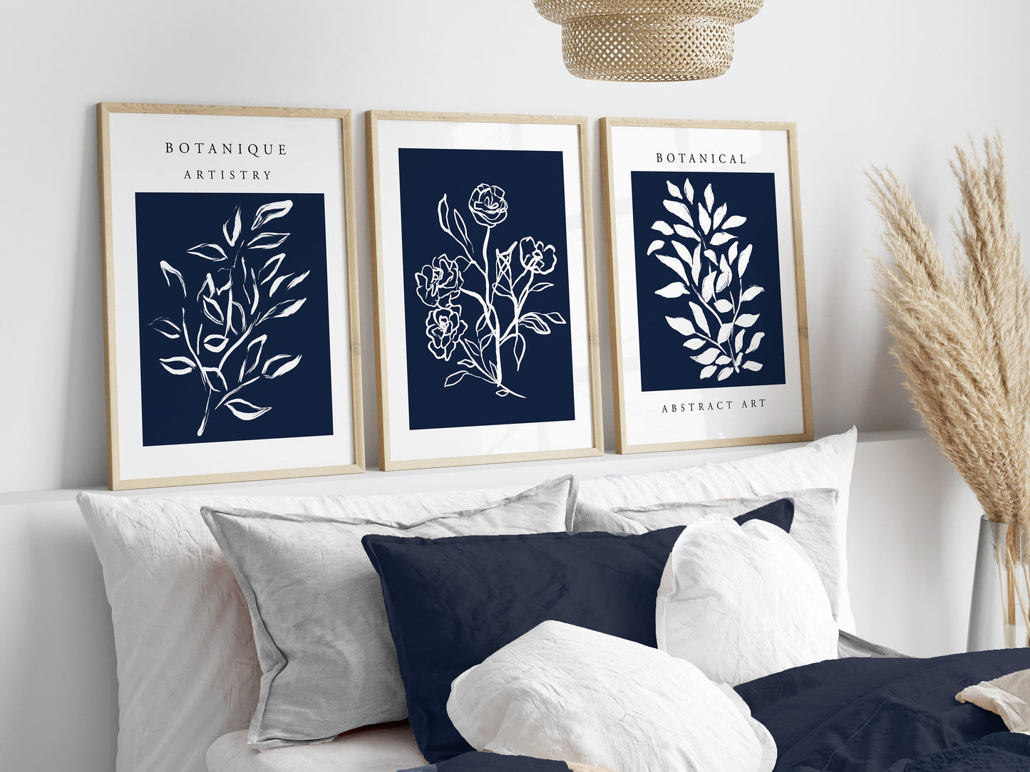 Set of 3 Blue Botanical Wall Prints
