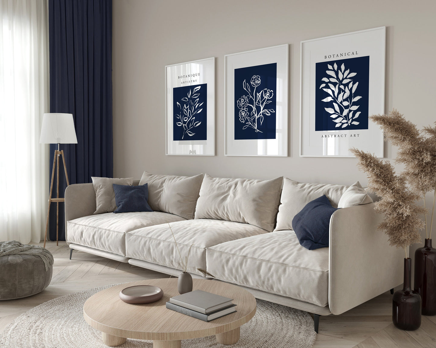 Set of 3 Blue Botanical Wall Prints
