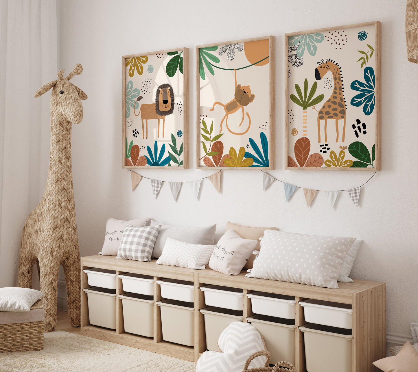 Set of 3 Boys Bedroom Safari Wall Art Prints