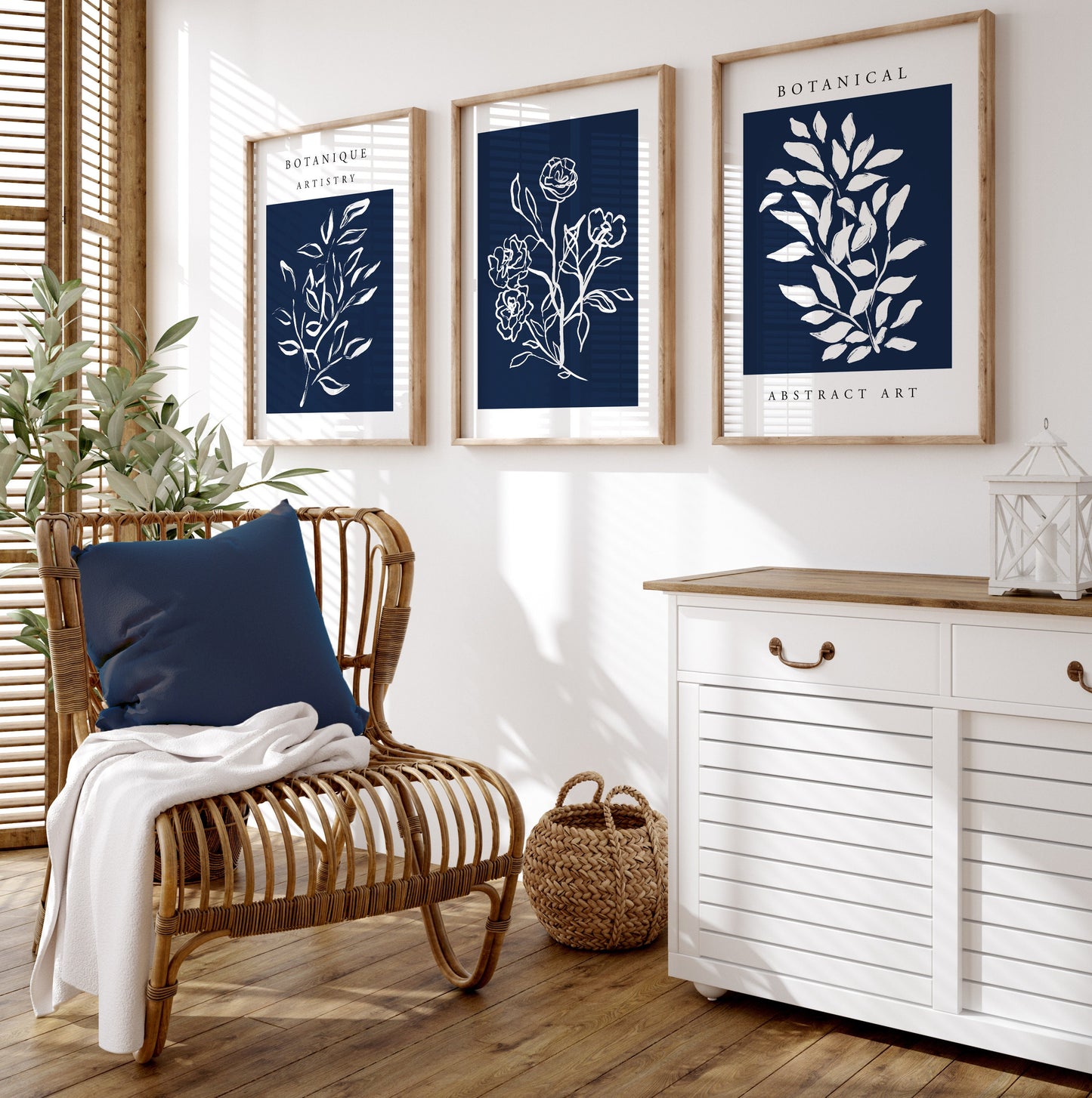 Set of 3 Blue Botanical Wall Prints