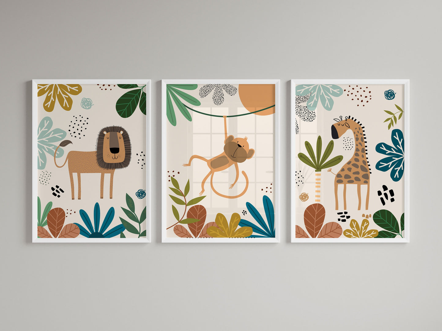 Set of 3 Boys Bedroom Safari Wall Art Prints