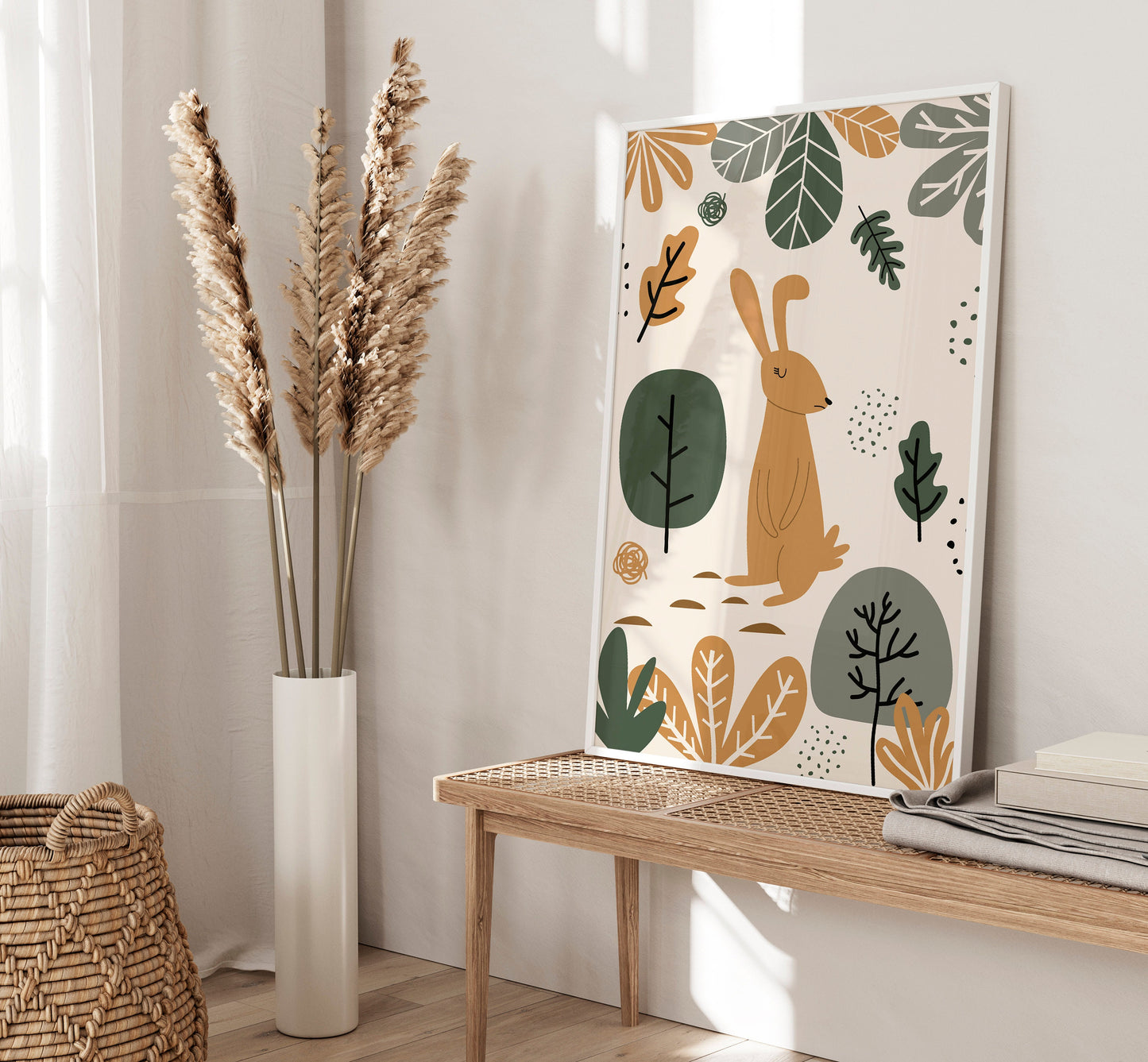 Set of 3 Green & Beige Woodland Nursery Wall Prints