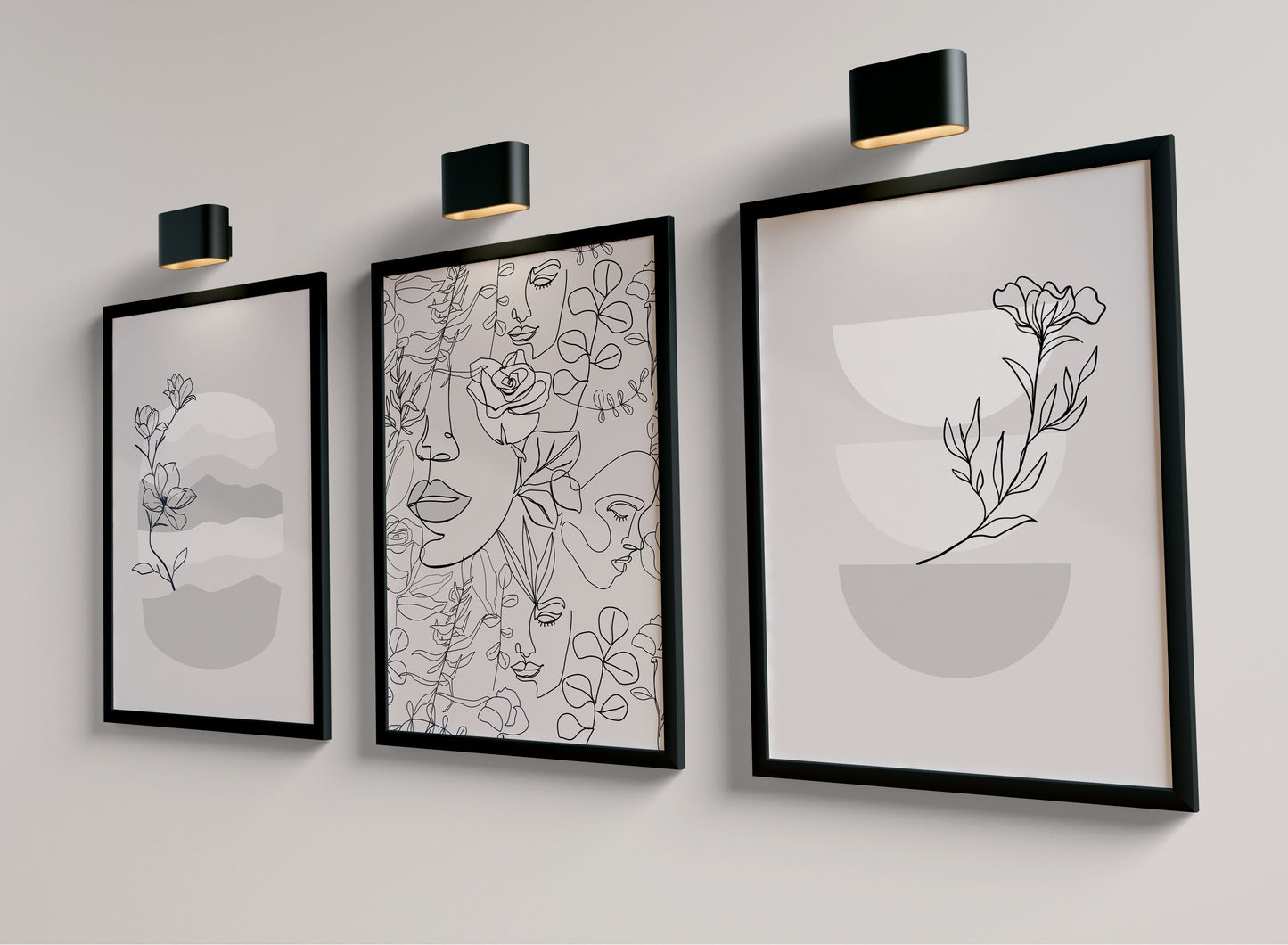 Set of 3 Grey Bedroom Wall Art Prints