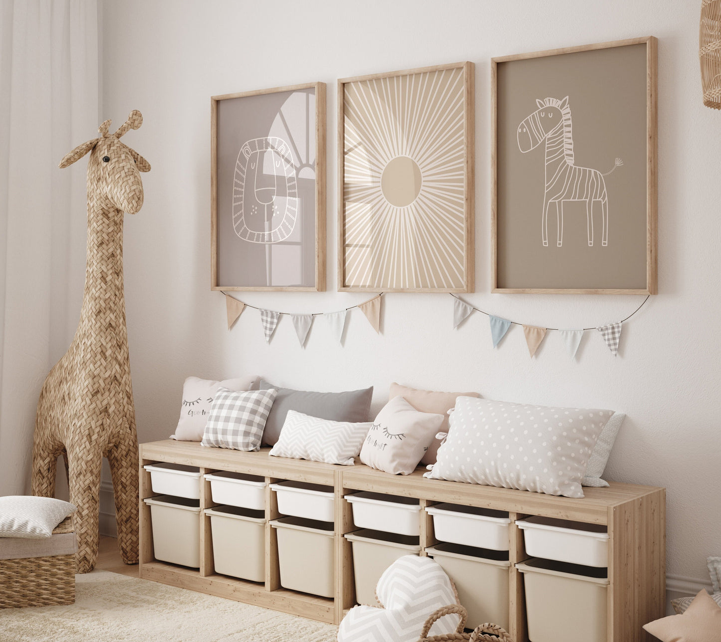 Set of 3 Safari Animal Nursery Wall Prints