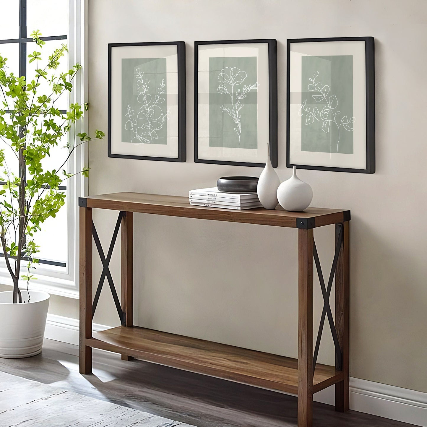 Set of 3 Sage Green Botanical Wall Prints