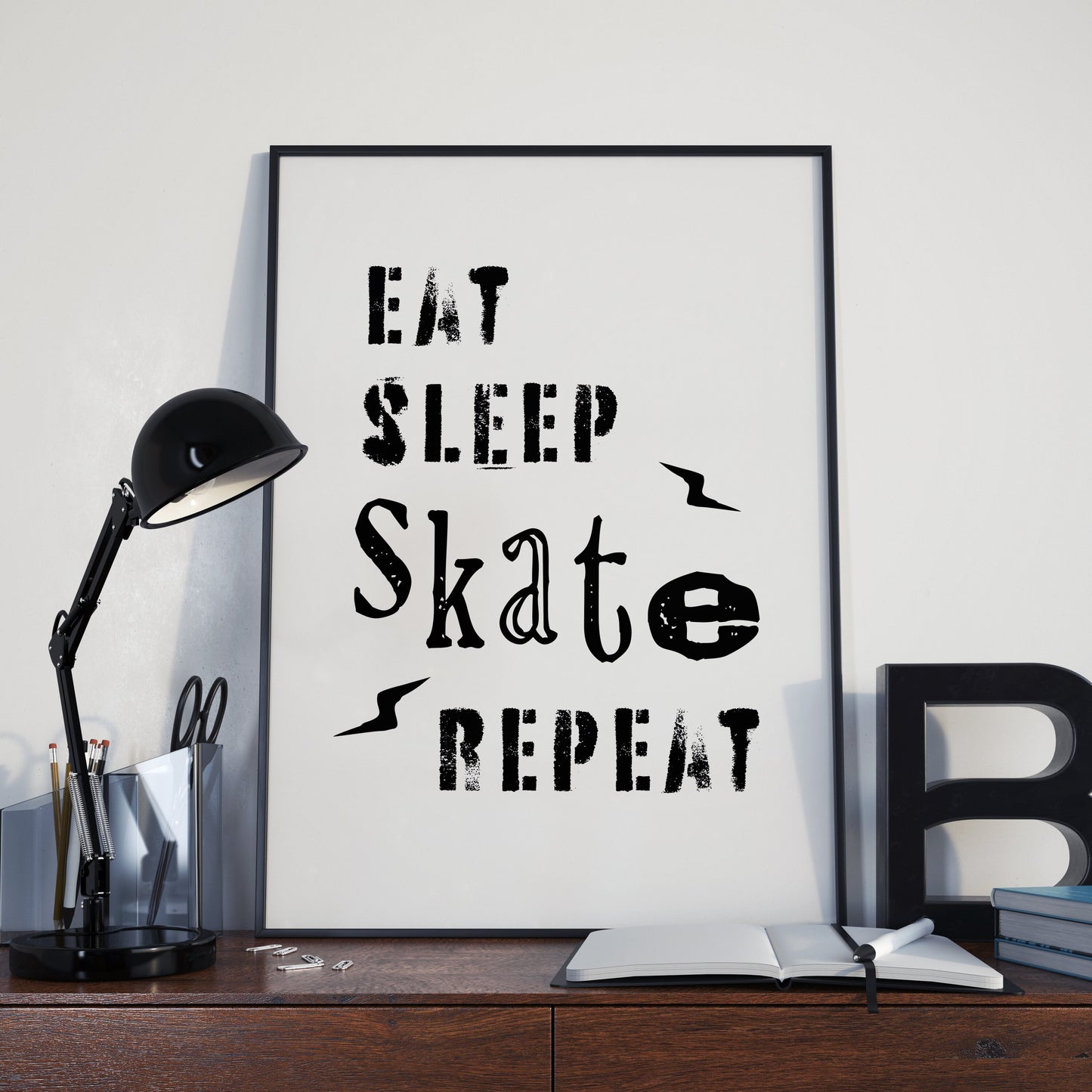 Set of 3 Black and White Skateboard Wall Art Prints