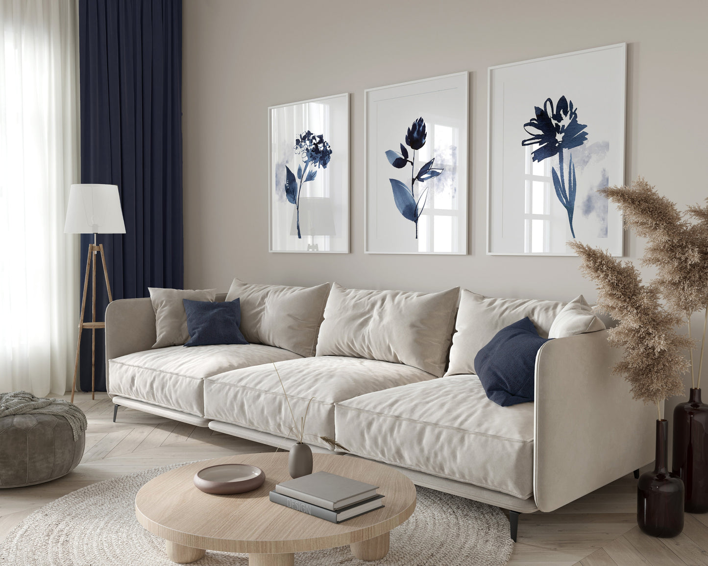 Set of 3 Watercolour Blue Wall Prints