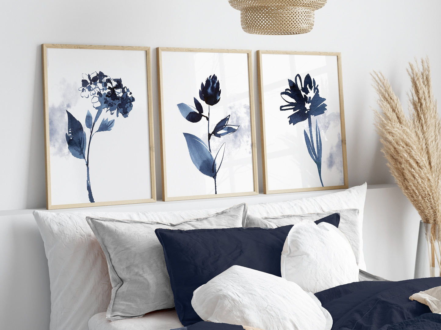 Set of 3 Watercolour Blue Wall Prints