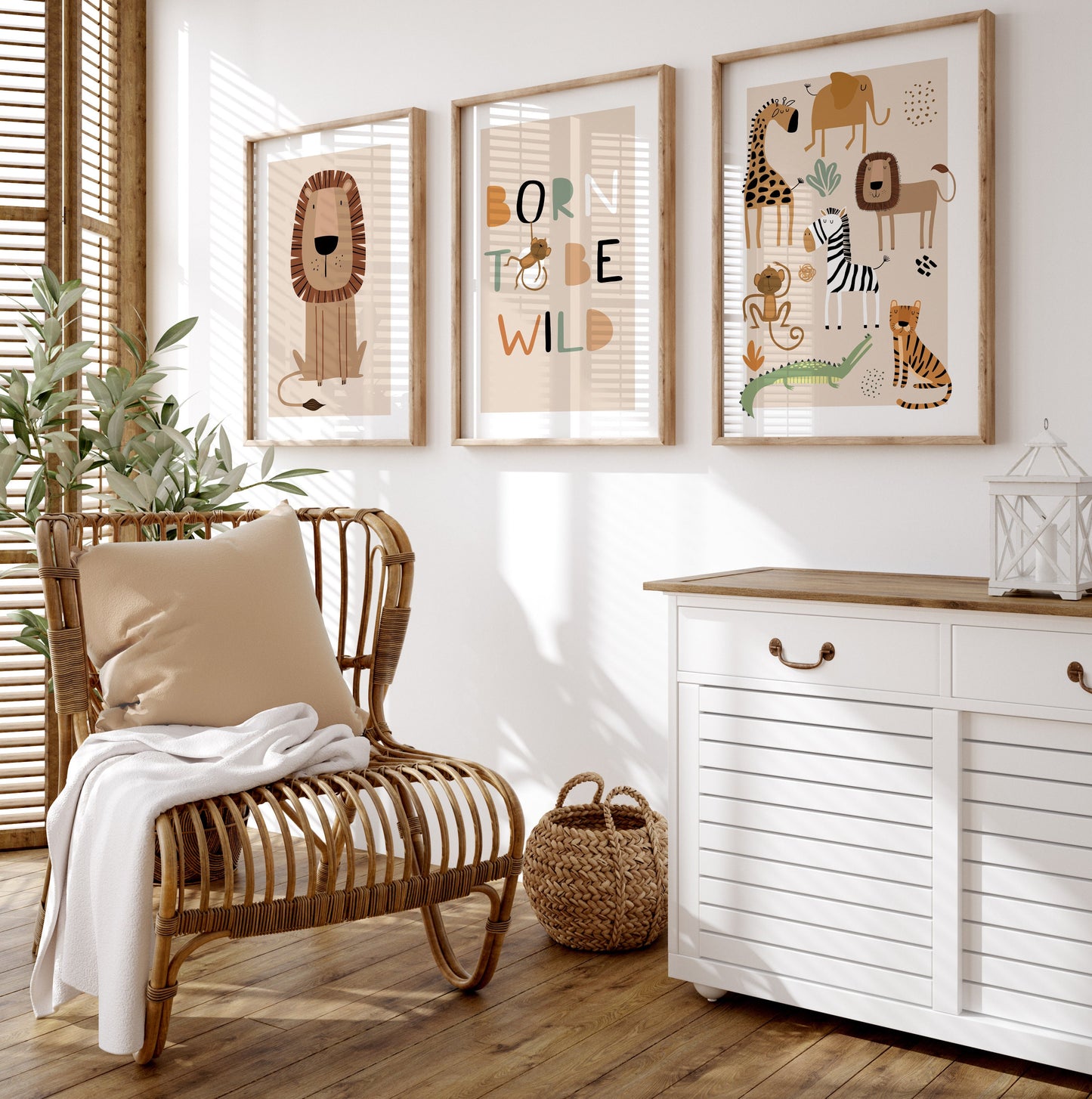 Set of 3 Safari Nursery Wall Art Prints
