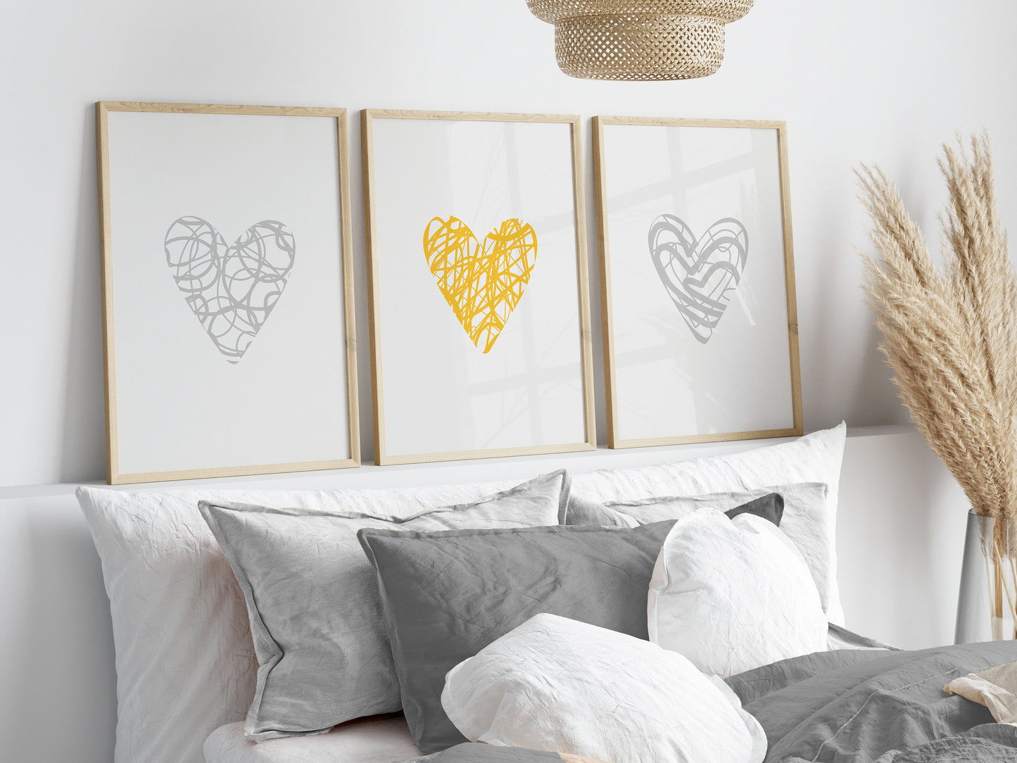 Set of 3 Love Heart Wall Prints