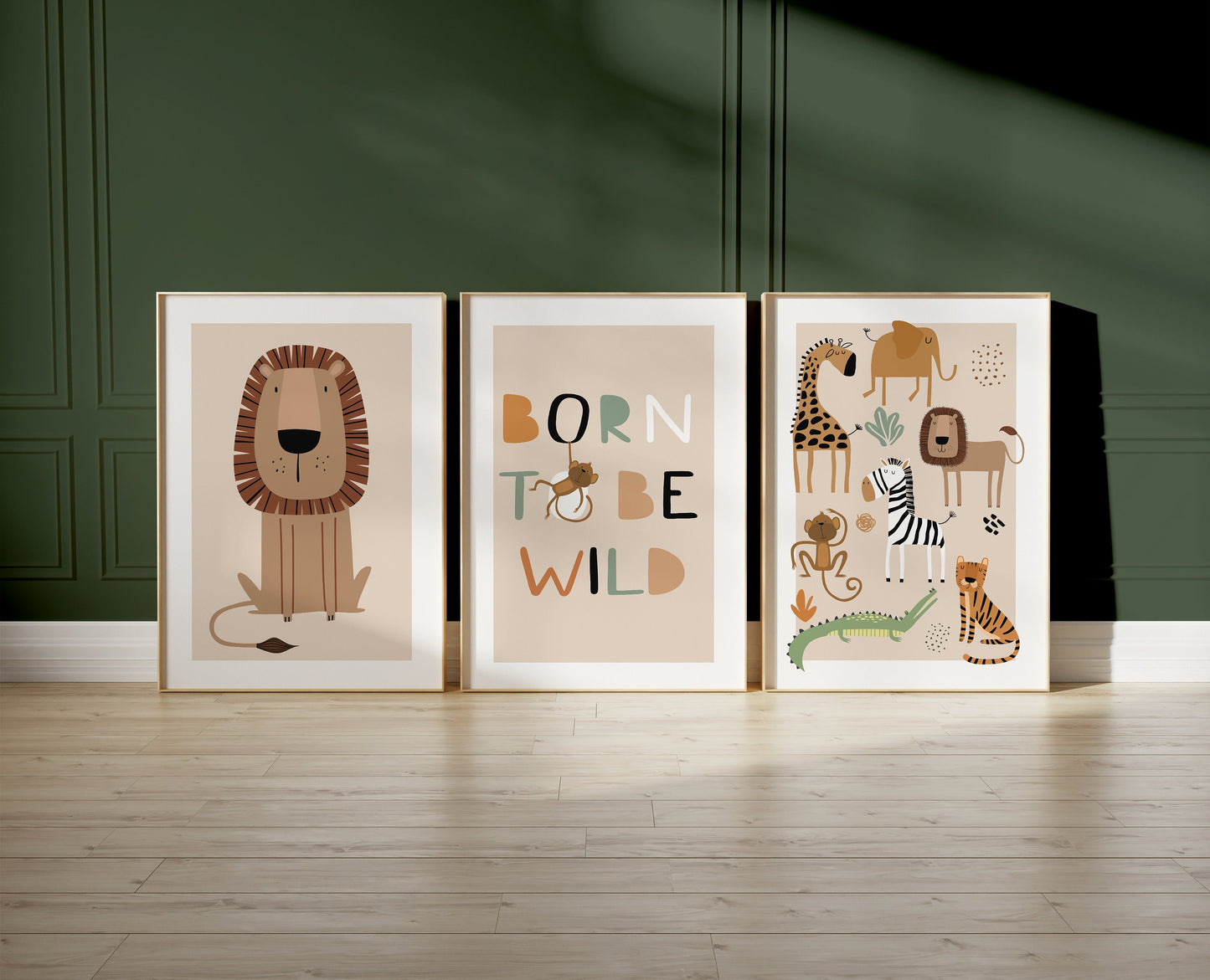 Set of 3 Safari Nursery Wall Art Prints