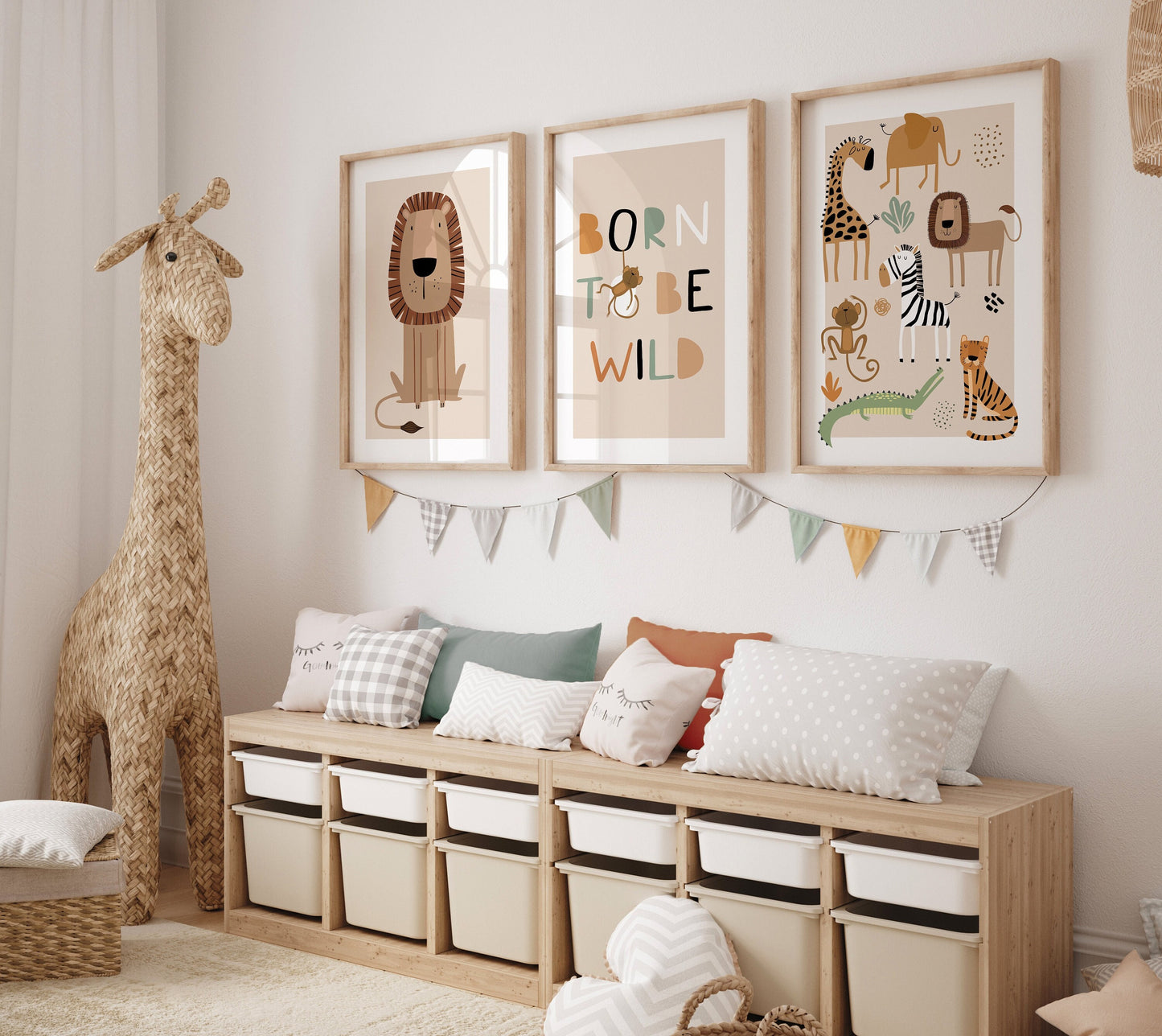 Set of 3 Safari Nursery Wall Art Prints