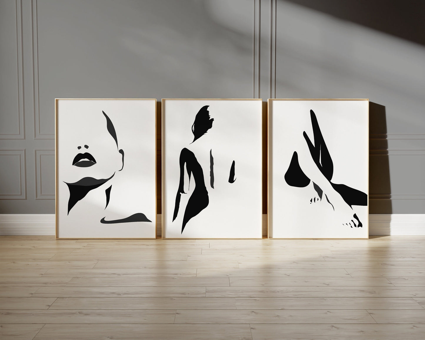 Set of 3 Black & White Bedroom Wall Prints