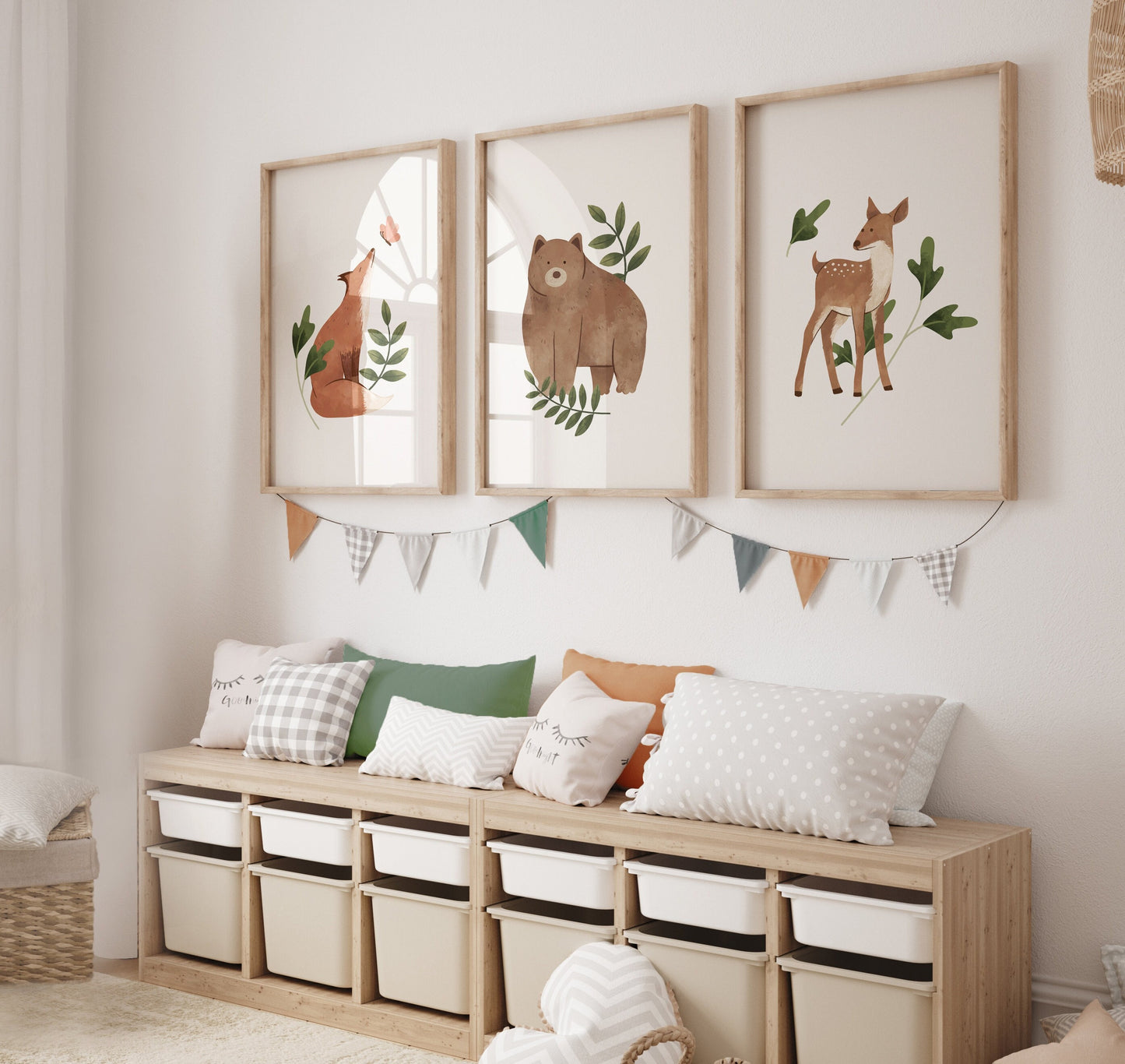 Set of 3 Woodland Animal Nursery Wall Art Prints
