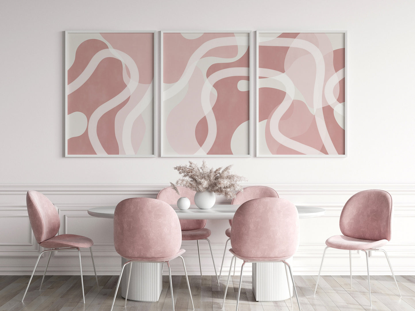 Set of 3 Pink Watercolour Abstract Wall Art Prints