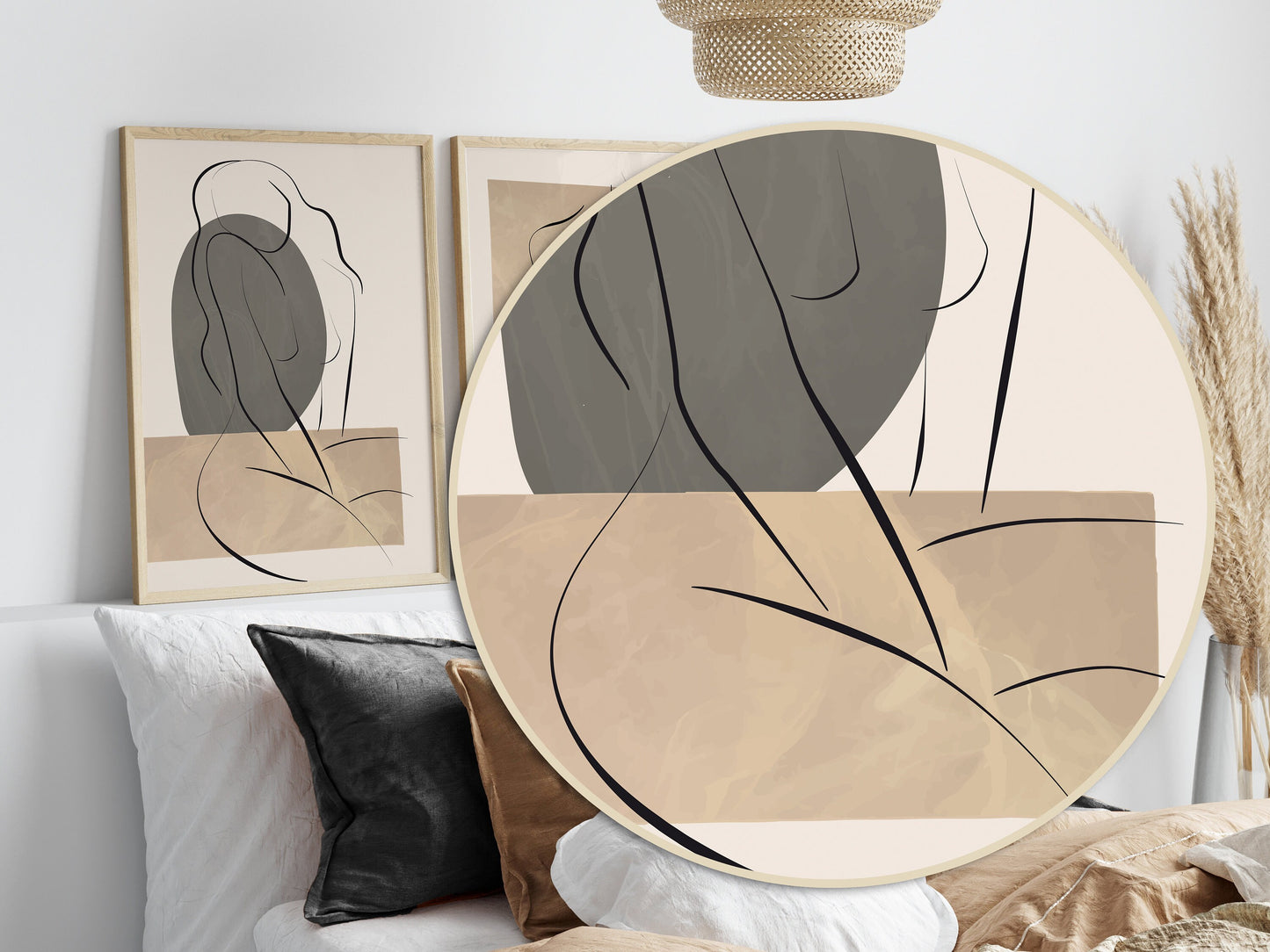 Set of 3 Taupe, Grey & Beige Wall Prints