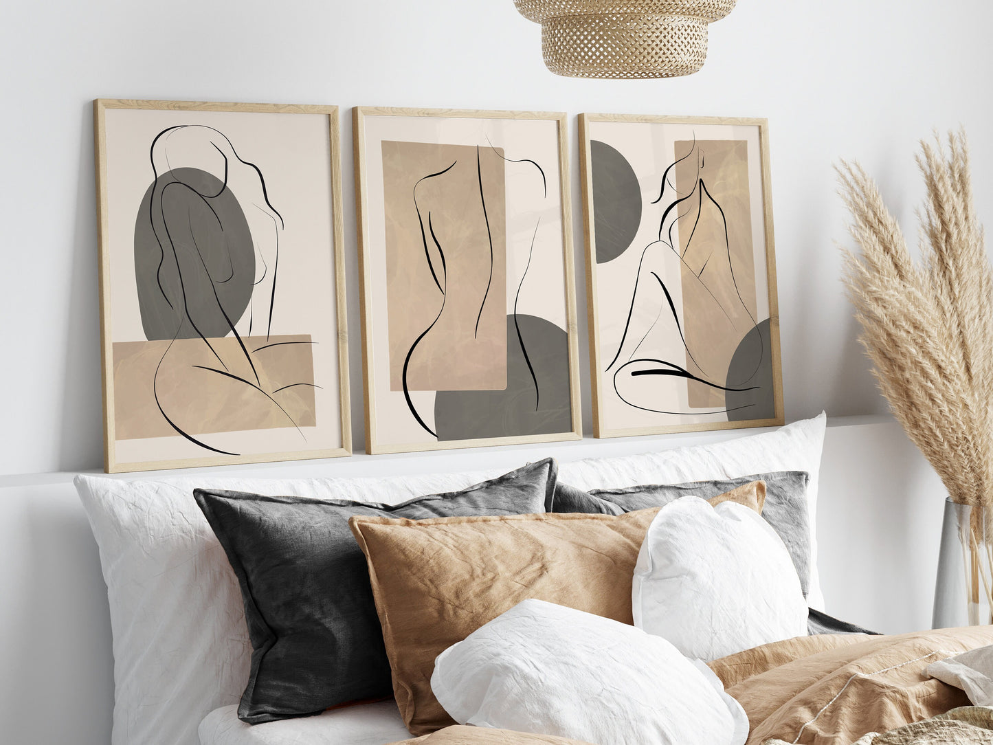 Set of 3 Taupe, Grey & Beige Wall Prints