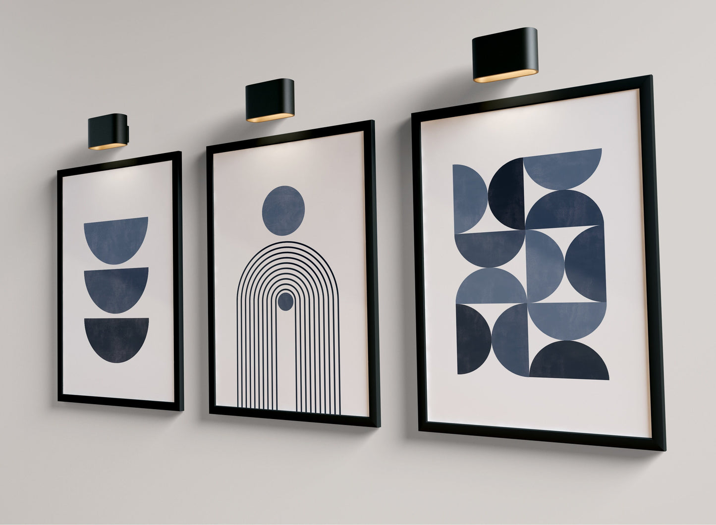 Set of 3 Blue & White Watercolour Boho Wall Art Prints