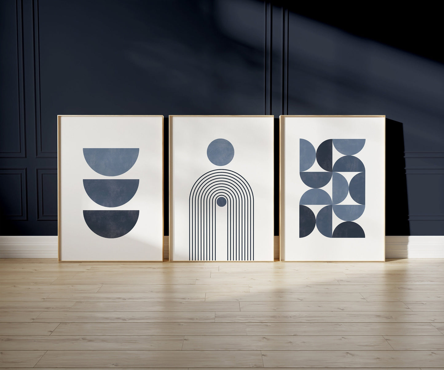 Set of 3 Blue & White Watercolour Boho Wall Art Prints