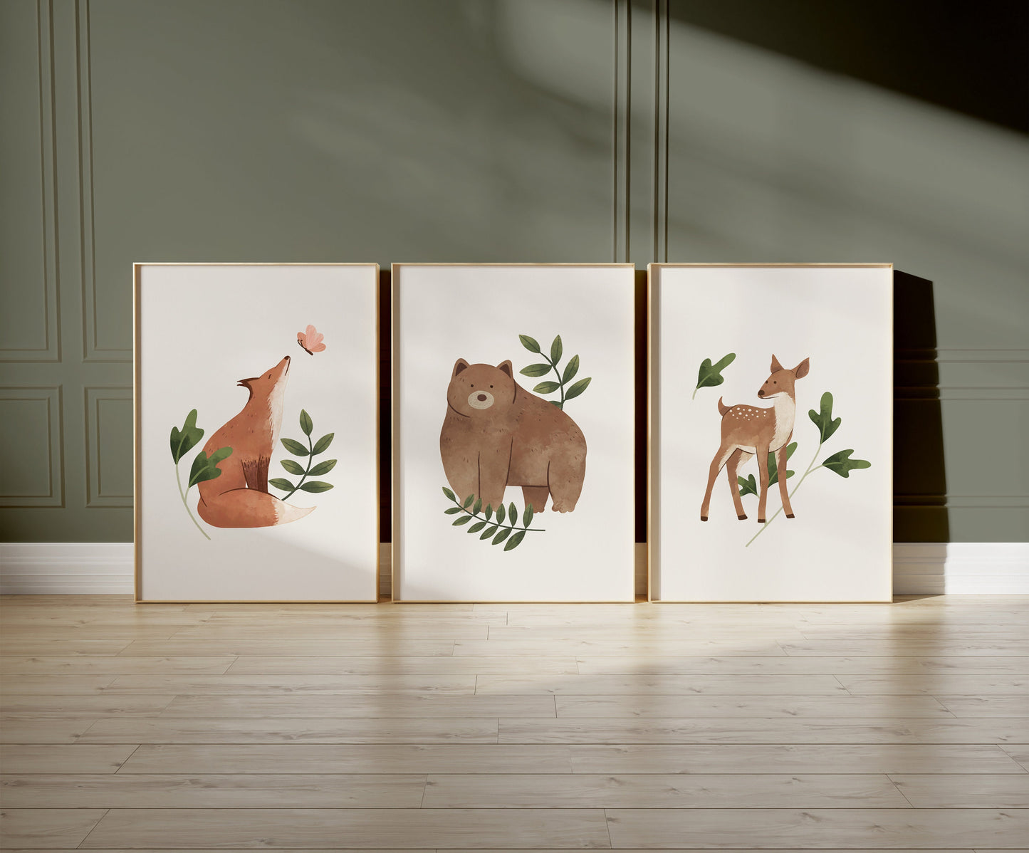Set of 3 Woodland Animal Nursery Wall Art Prints