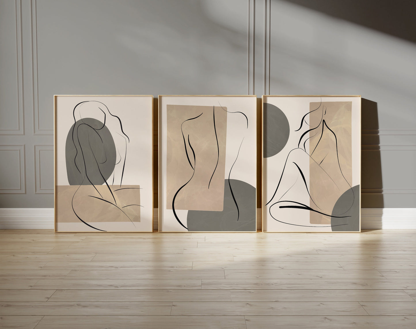 Set of 3 Taupe, Grey & Beige Wall Prints