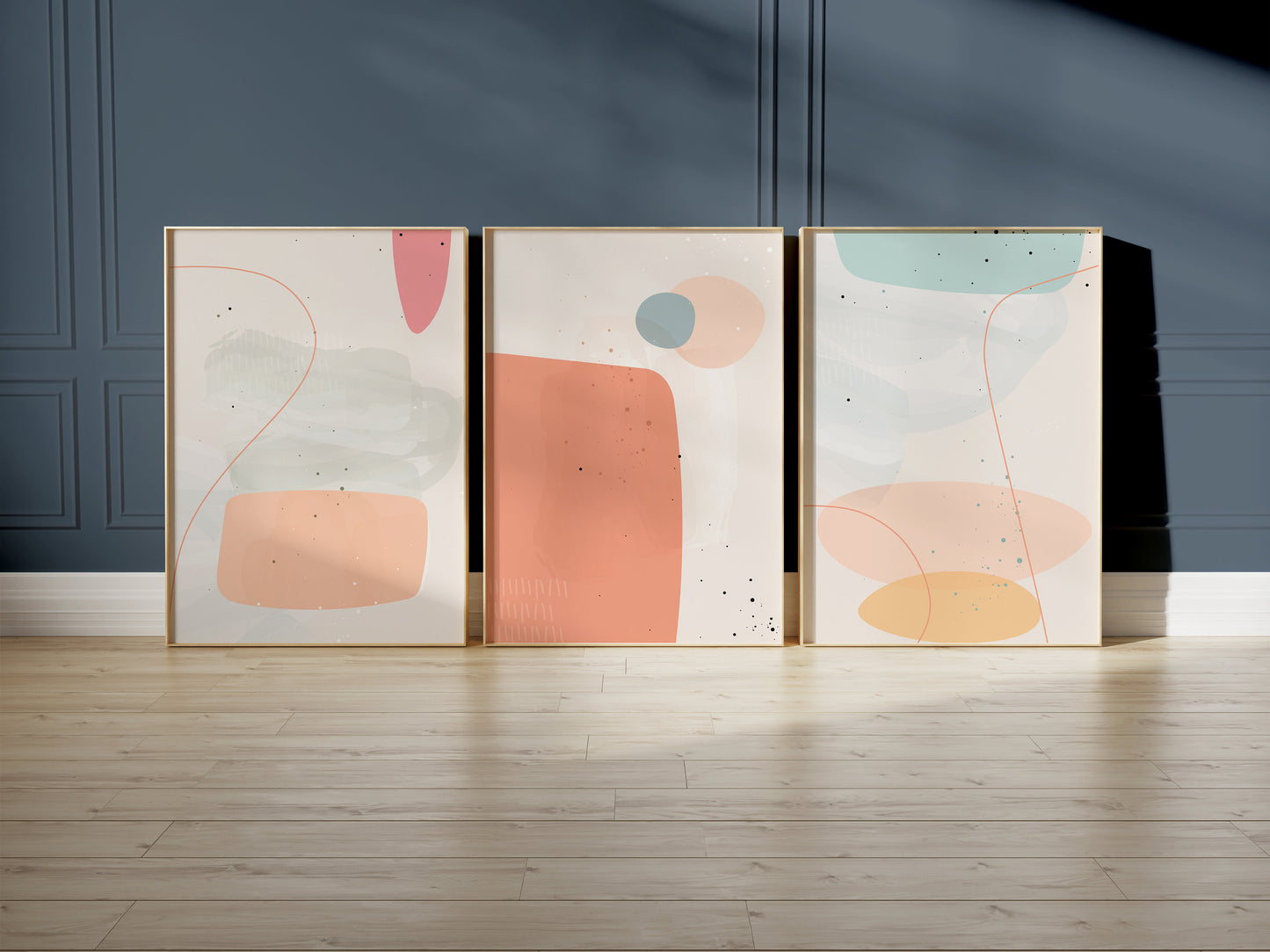 Set of 3 Girls Pastel Abstract Wall Art Prints