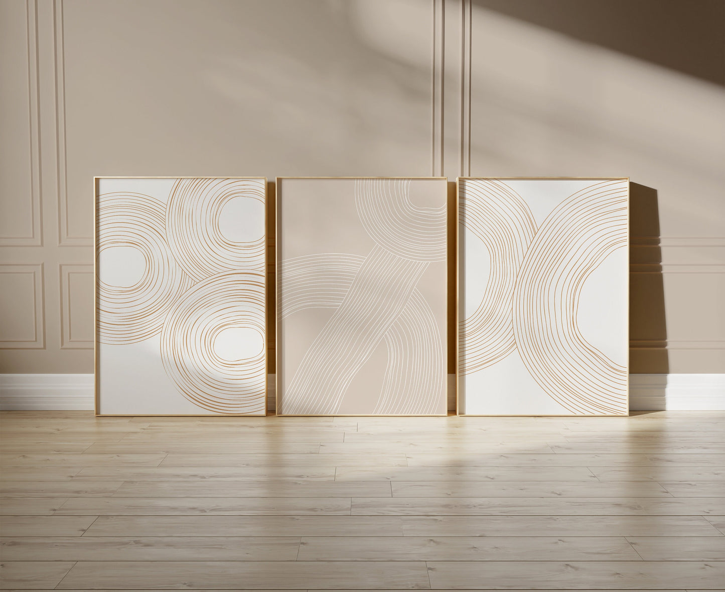 Set of 3 Neutral Circle Abstract Wall Prints