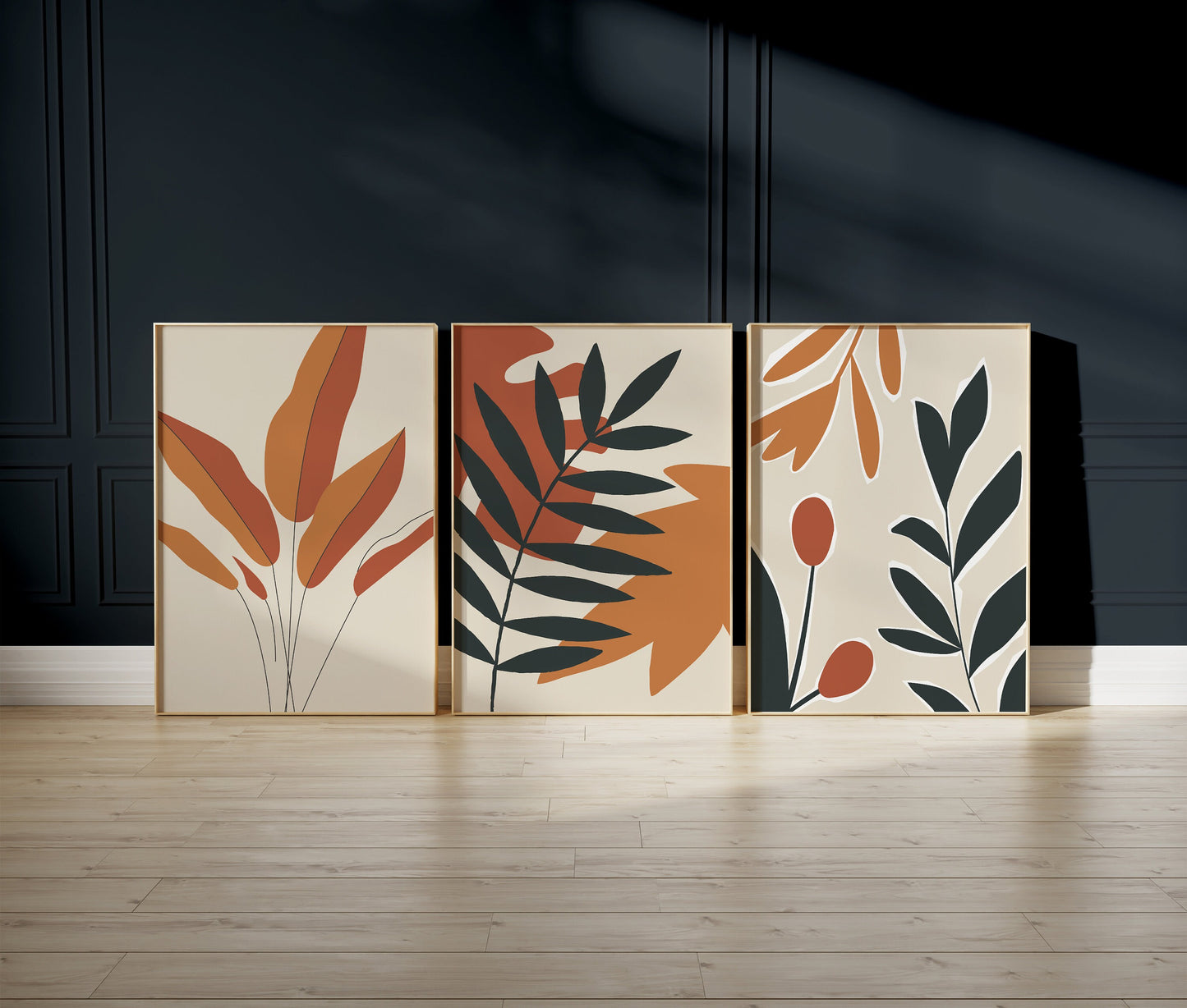 Set of 3 Autumn Leaf Abstract Wall Prints