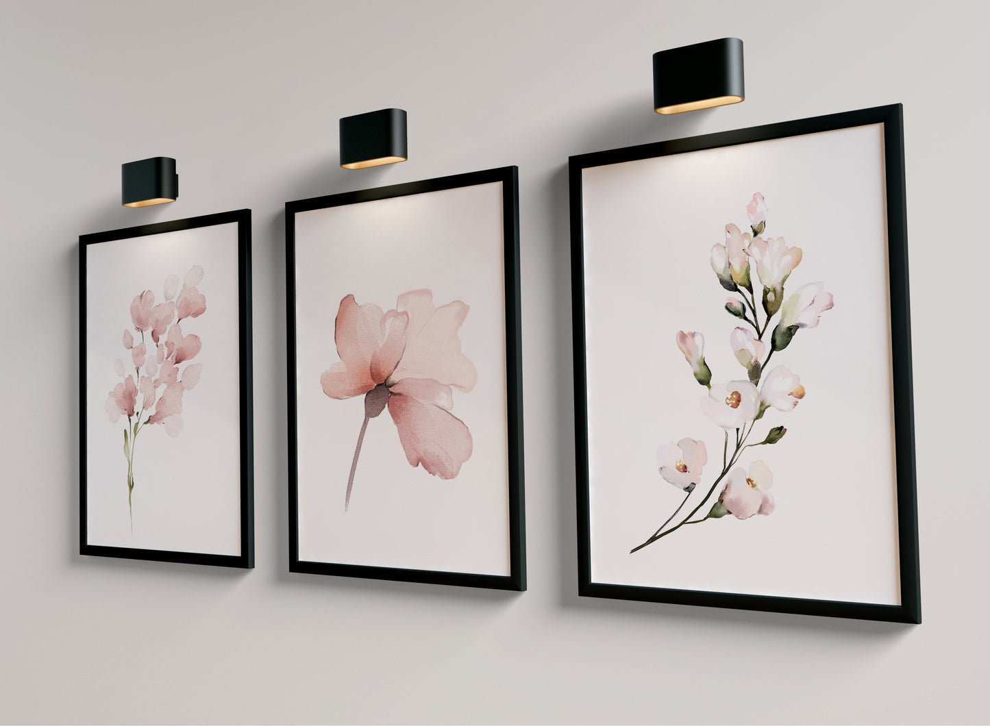 Set of 3 Pink Botanical Wall Art Prints