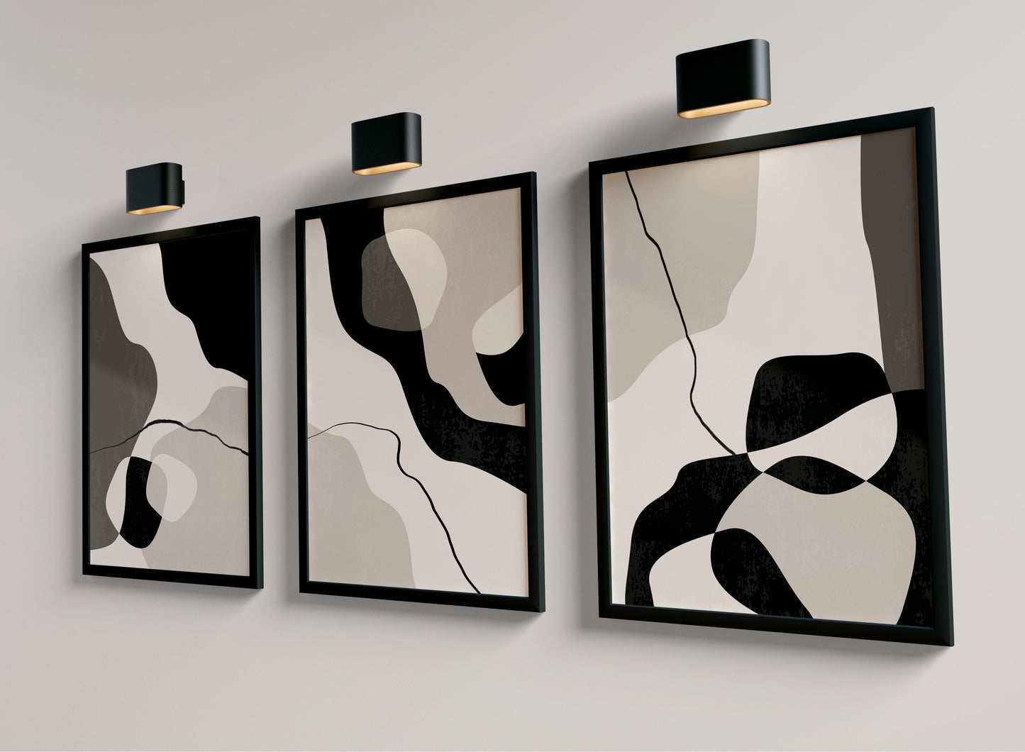 Set of 3 Taupe Abstract Wall Art Prints