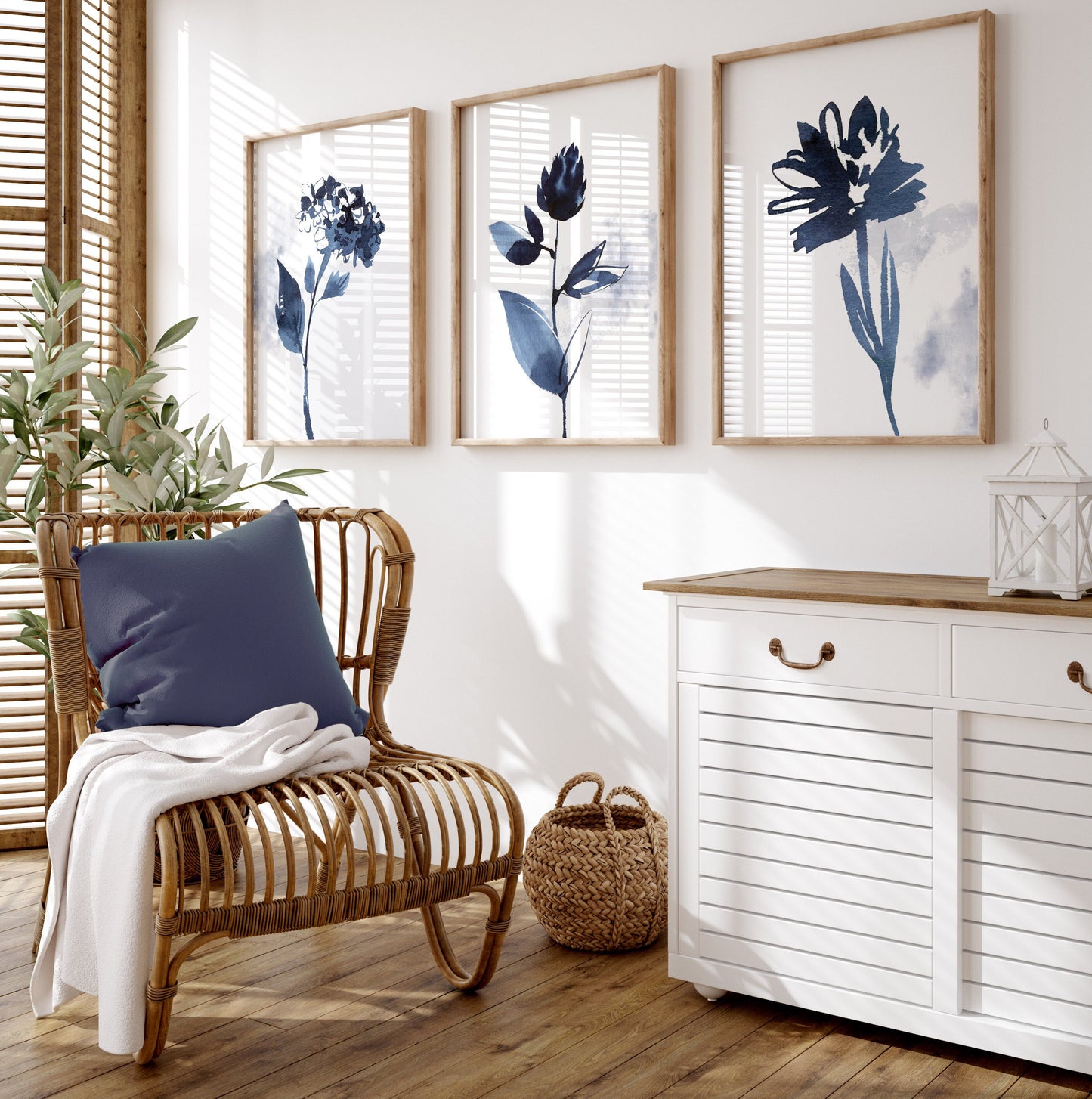 Set of 3 Watercolour Blue Wall Prints