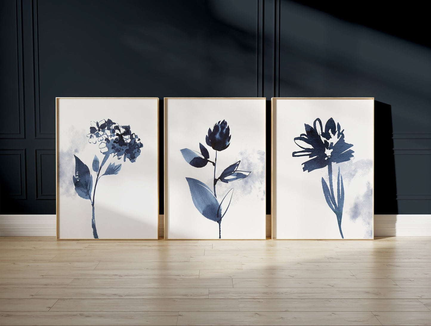 Set of 3 Watercolour Blue Wall Prints