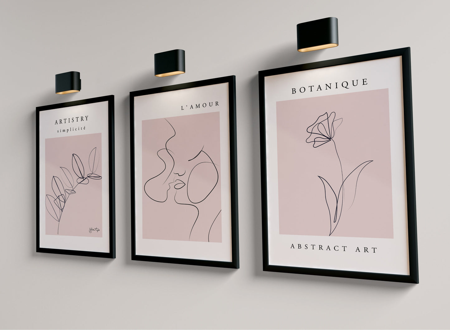Set of 3 Pink Abstract Wall Art Prints