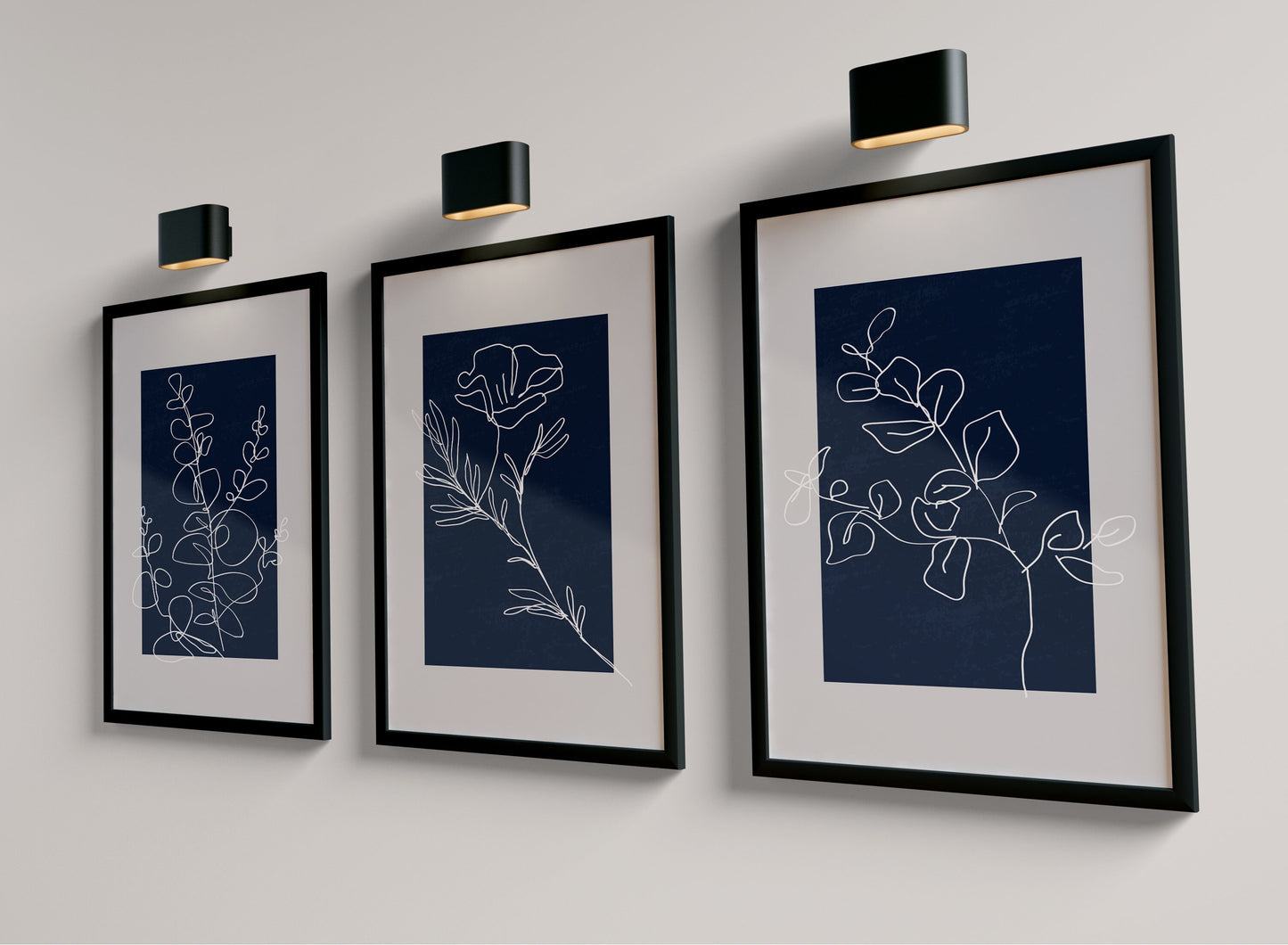 Set of 3 Blue & Grey Wall Prints
