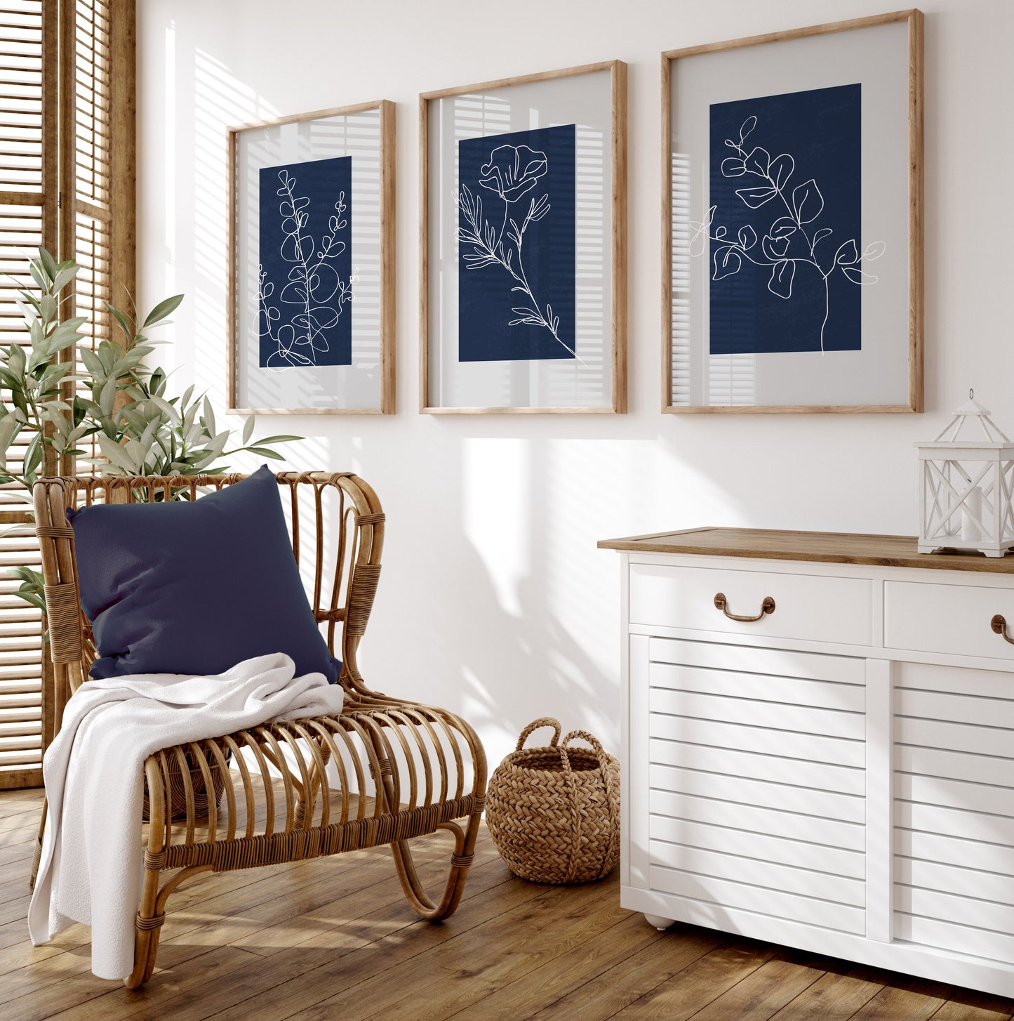 Set of 3 Blue & Grey Wall Prints