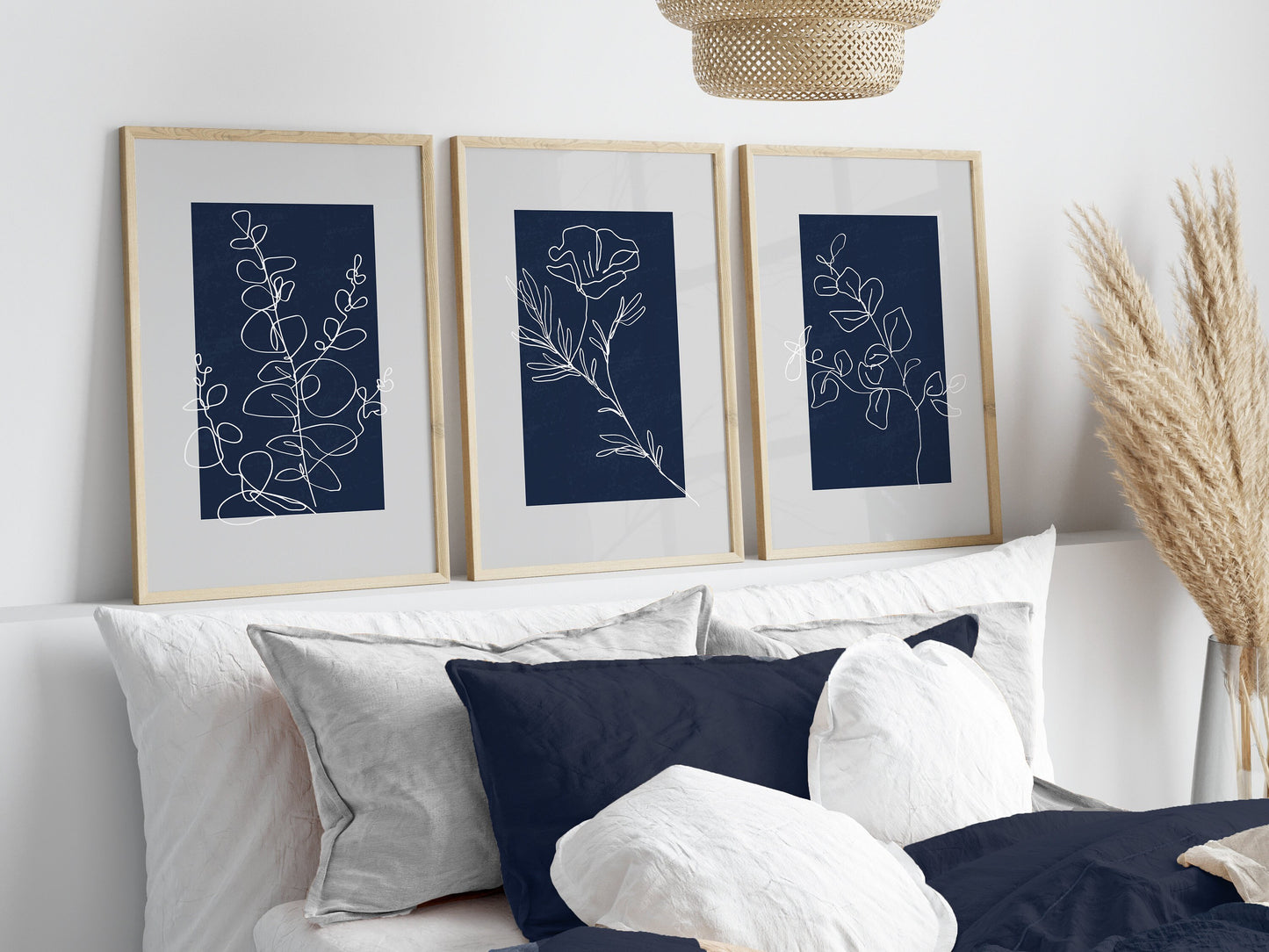 Set of 3 Blue & Grey Wall Prints