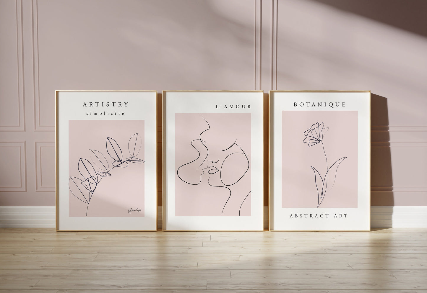 Set of 3 Pink Abstract Wall Art Prints