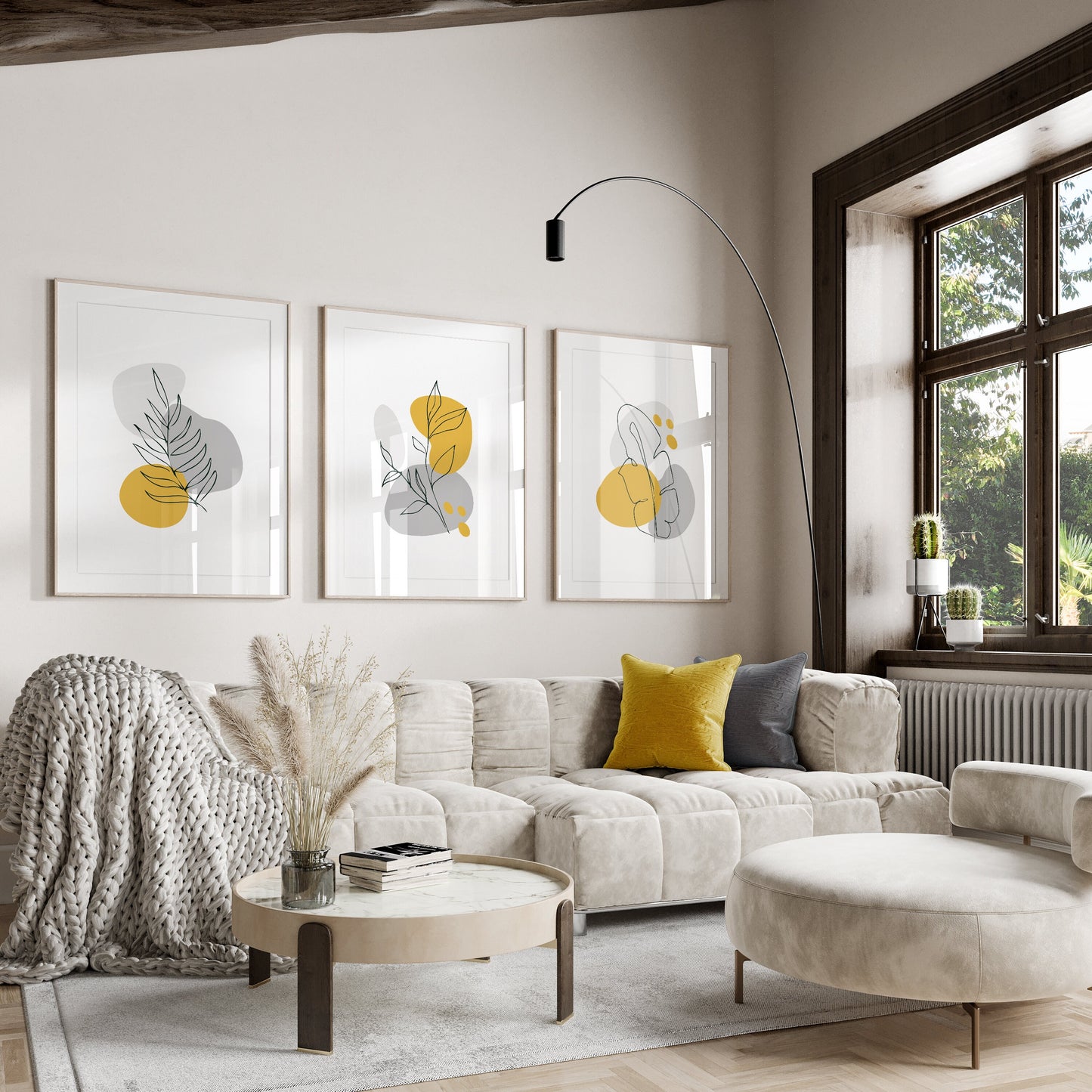 Yellow Botanical Abstract Wall Art Prints