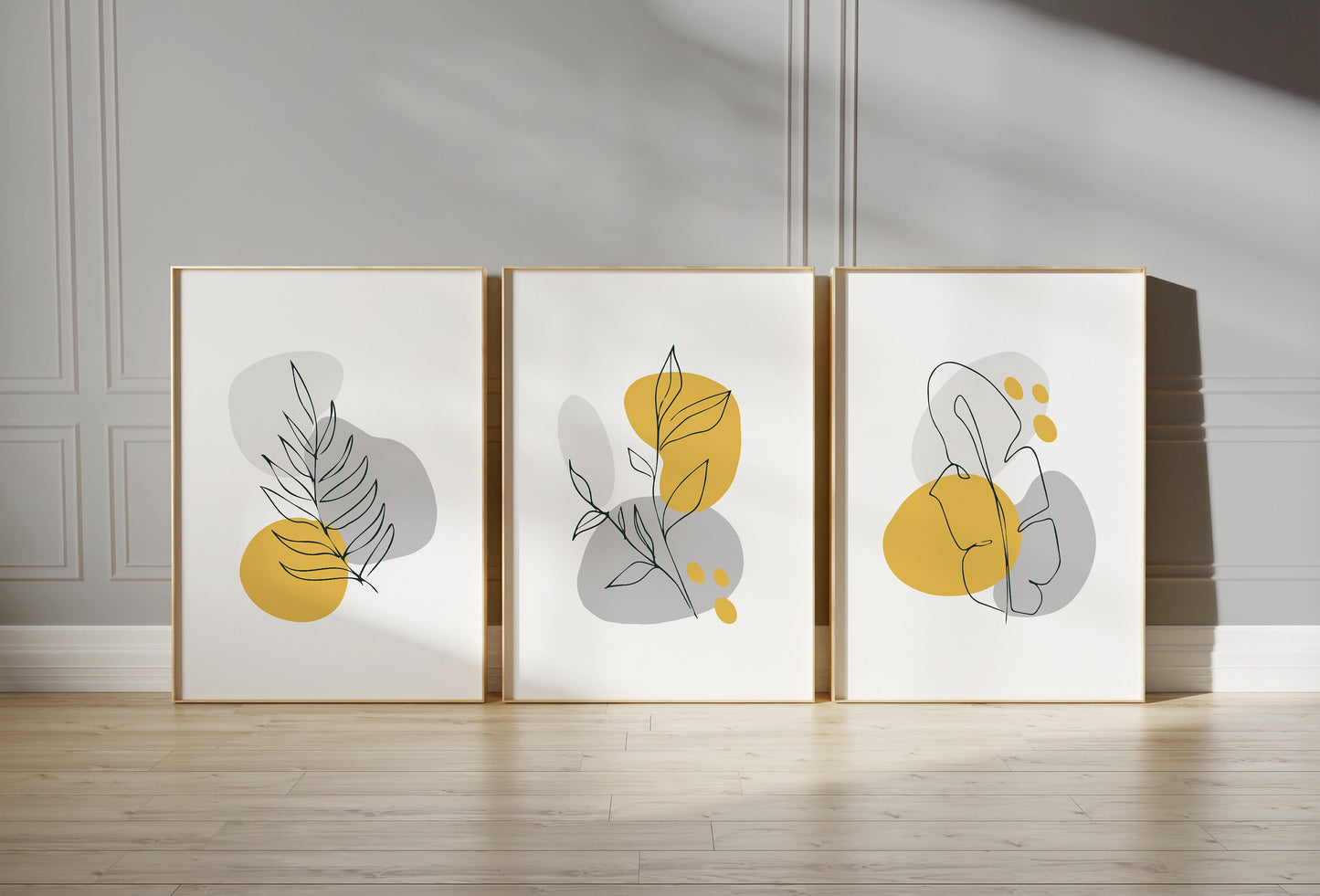 Yellow Botanical Abstract Wall Art Prints
