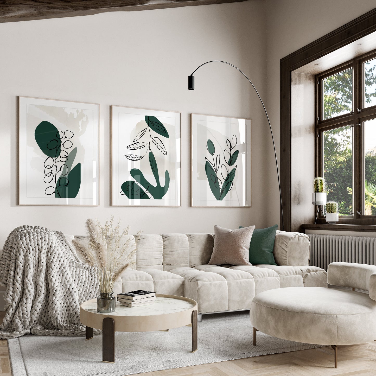 Set of 3 Emerald Green Wall Prints