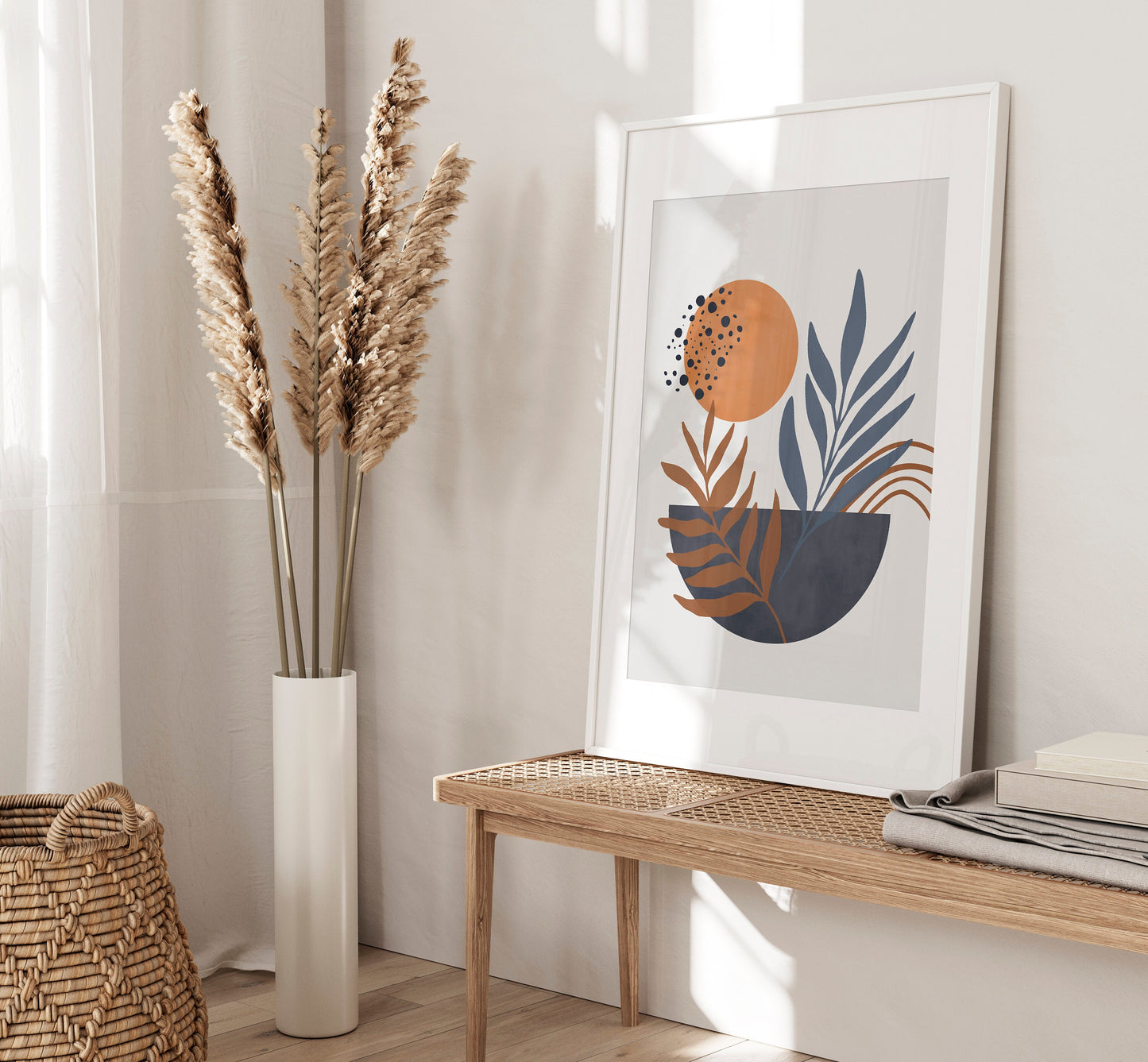 Set of 3 Blue & Orange Boho Wall Prints