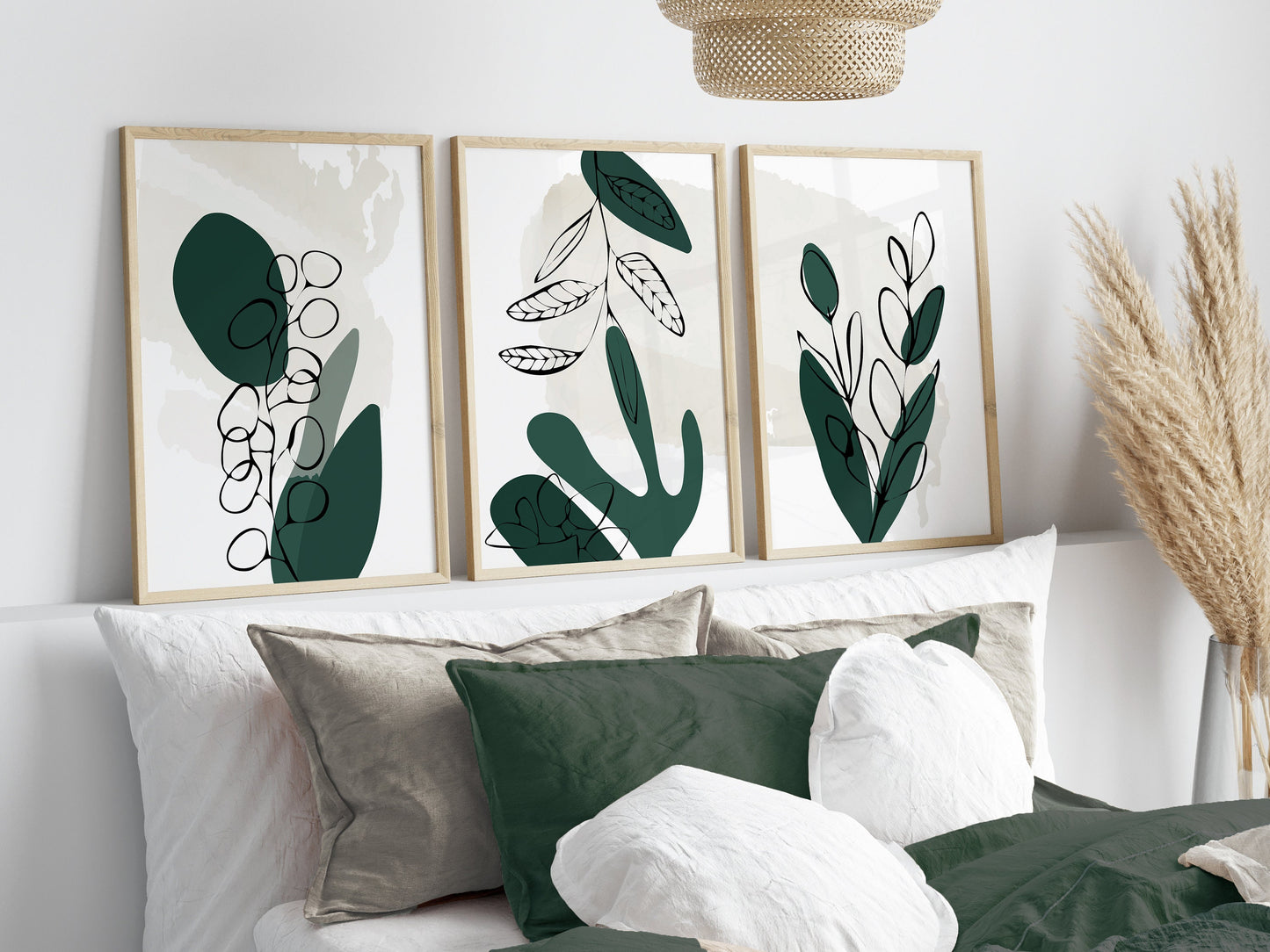 Set of 3 Emerald Green Wall Prints
