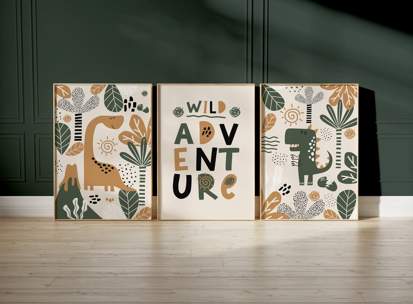 Set fo 3 Dinosaur Boys Bedroom Wall Prints