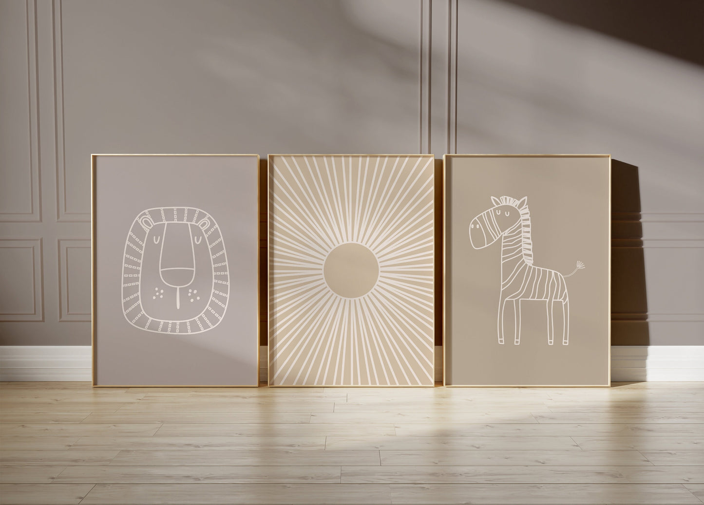 Set of 3 Safari Animal Nursery Wall Prints