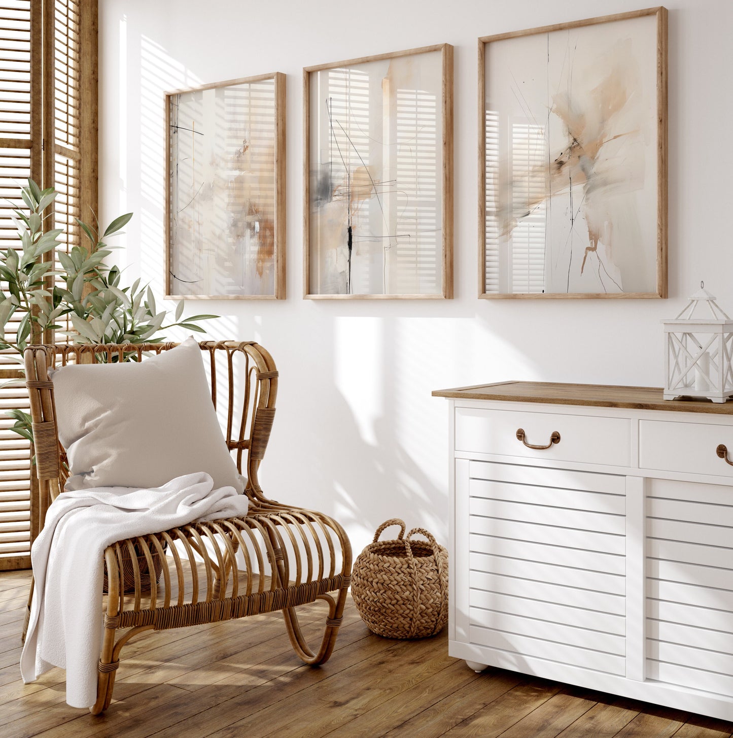 Set of 3 Neutral Abstract Wall Art Prints