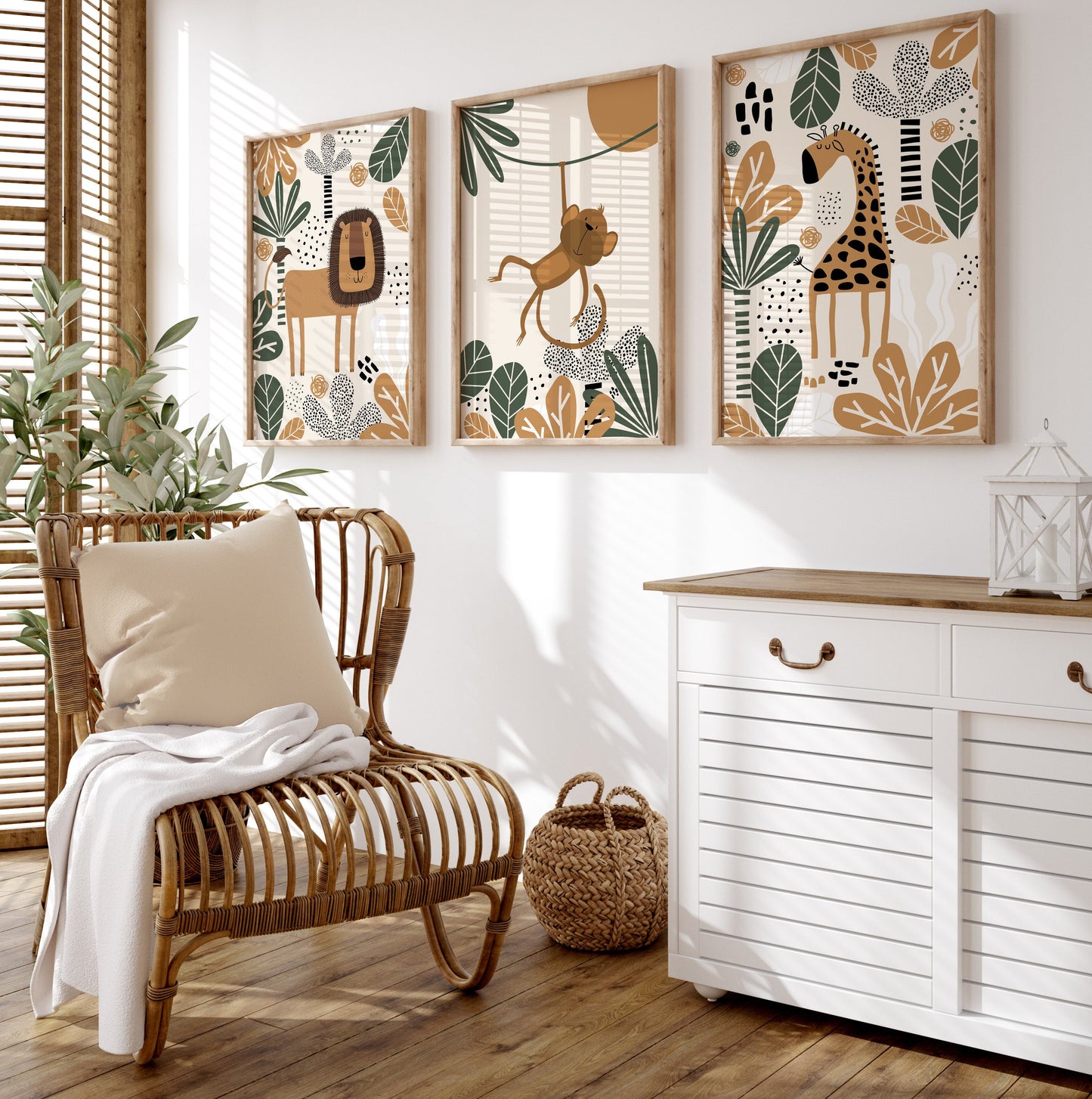Set of 3 Safari Nursery Wall Art Prints