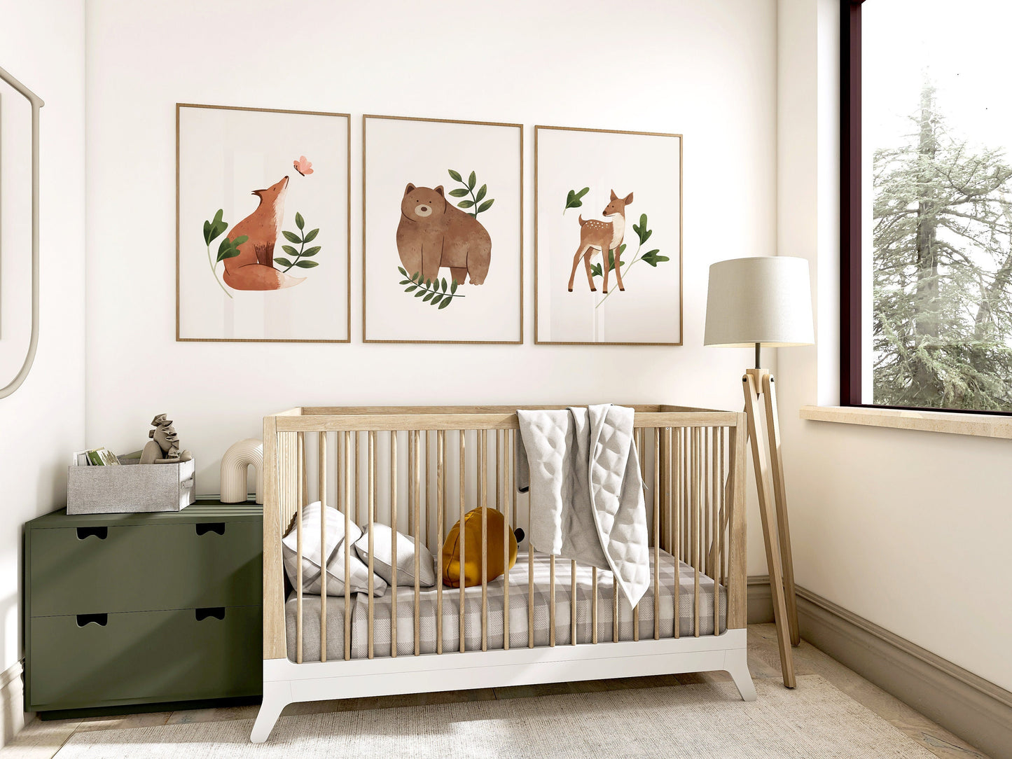 Set of 3 Woodland Animal Nursery Wall Art Prints