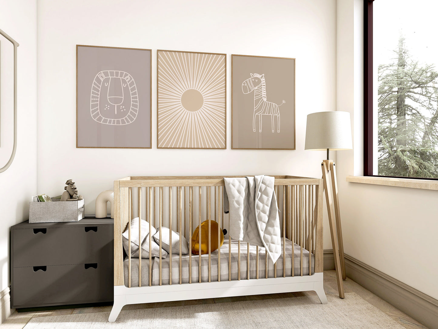 Set of 3 Safari Animal Nursery Wall Prints