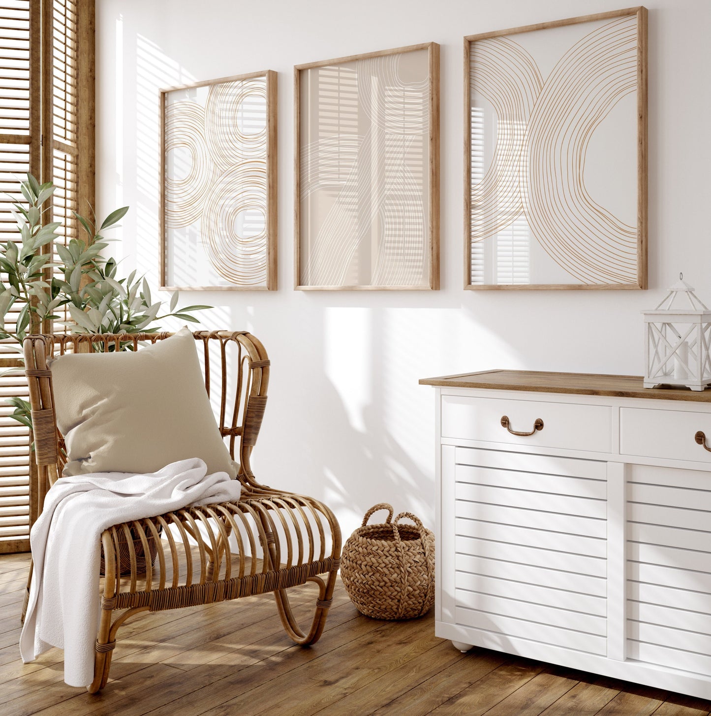 Set of 3 Neutral Circle Abstract Wall Prints