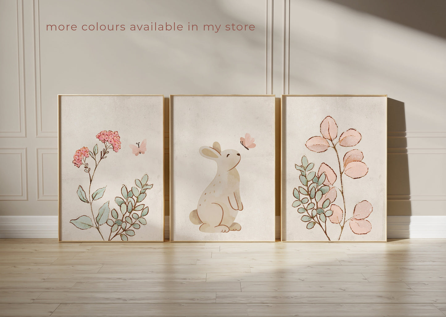 Set of 3 Neutral Bunny Girls Bedroom Prints